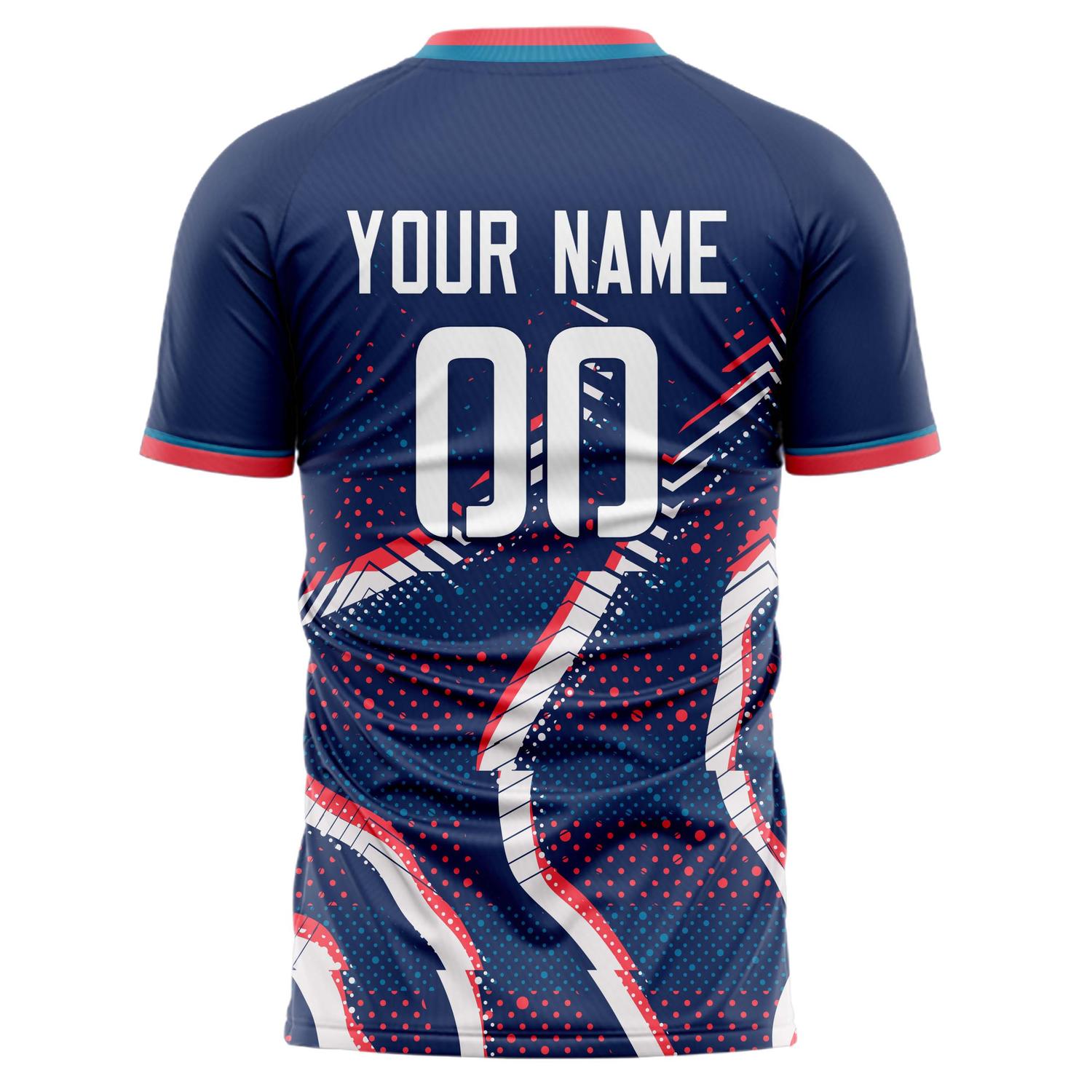 Benutzerdefiniertes Professionelles Marineblau Weiß Streifen Fußballtrikot