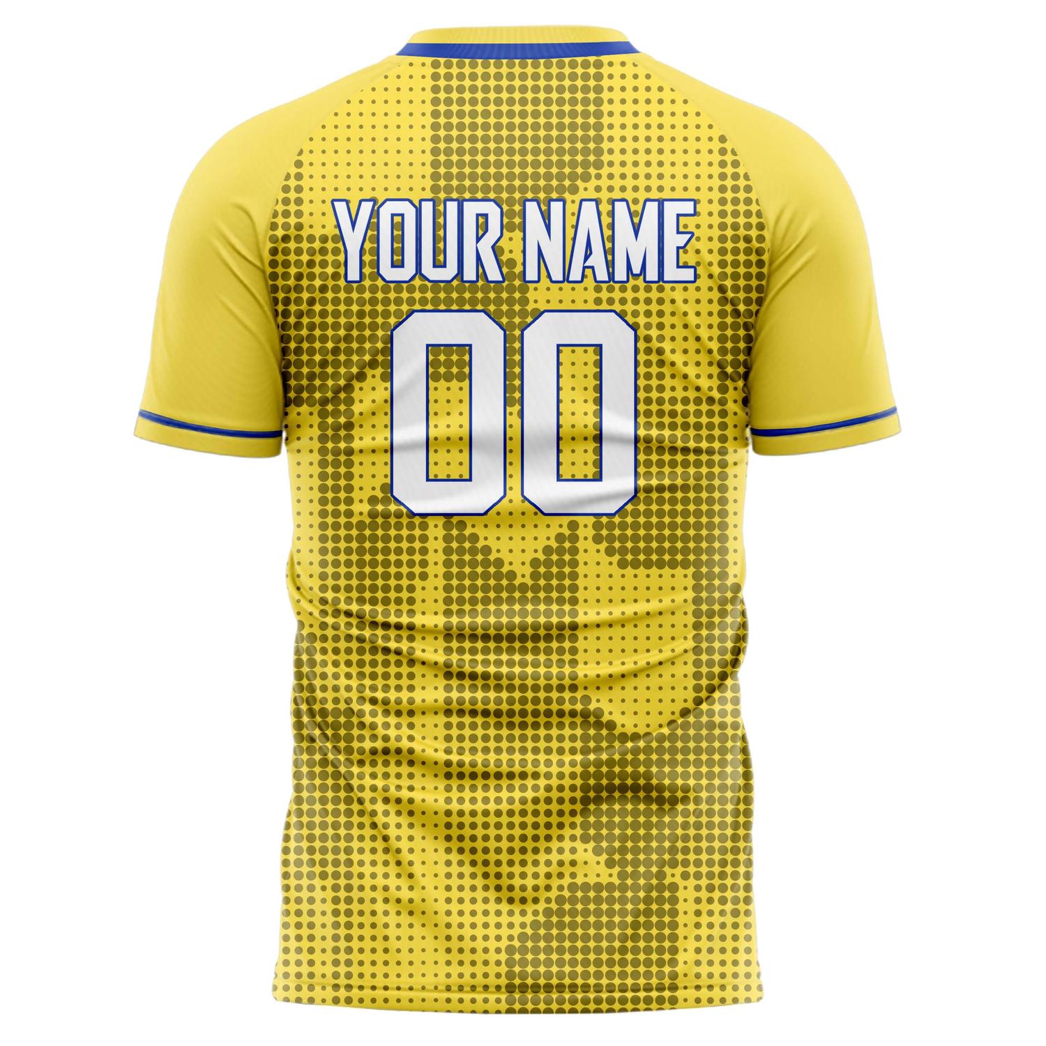 Benutzerdefiniertes Professionelles Gold Weiß Pixel Fußballtrikot