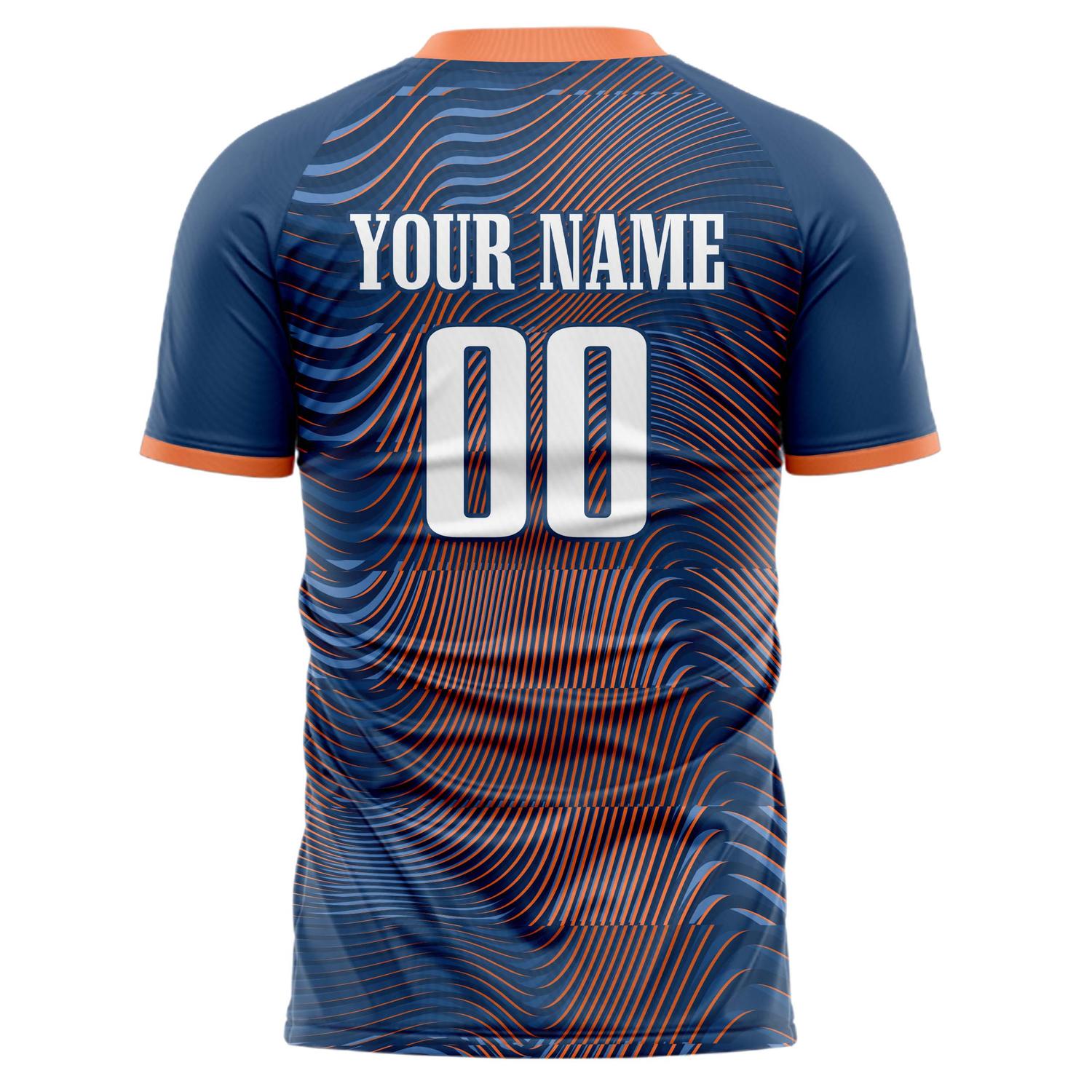 Benutzerdefiniertes Professionelles Marineblau Orange Welle Fußballtrikot
