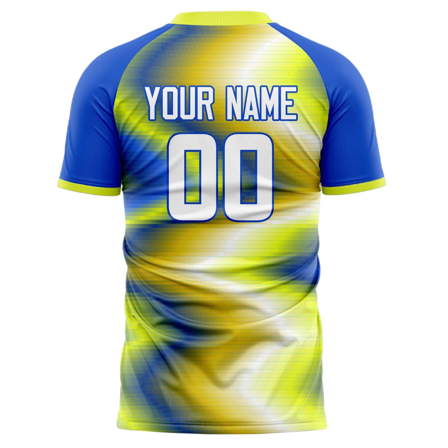 Benutzerdefiniertes Professionelles Blau Gelb Geometrisches Fußballtrikot
