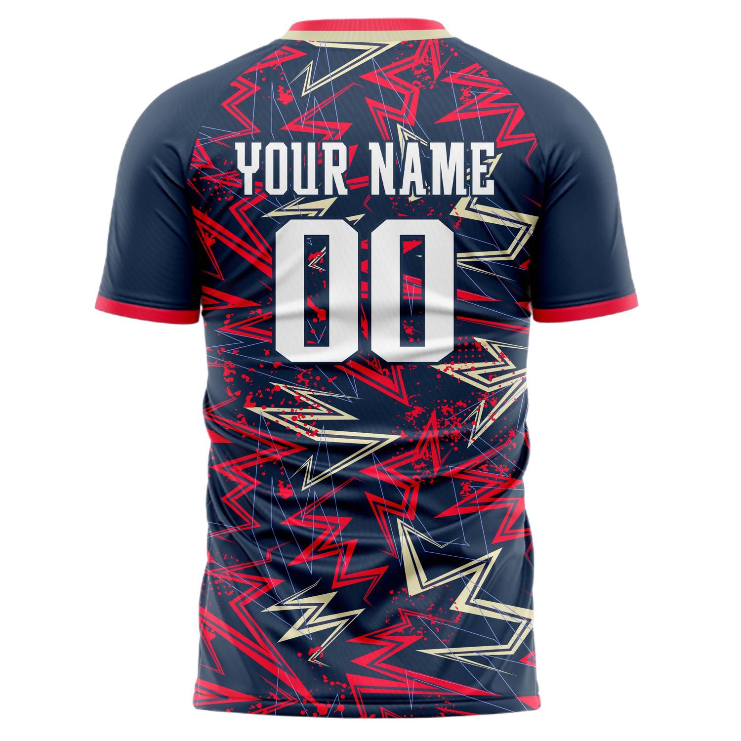 Benutzerdefiniertes Professionelles Marineblau Rot Graffiti Fußballtrikot