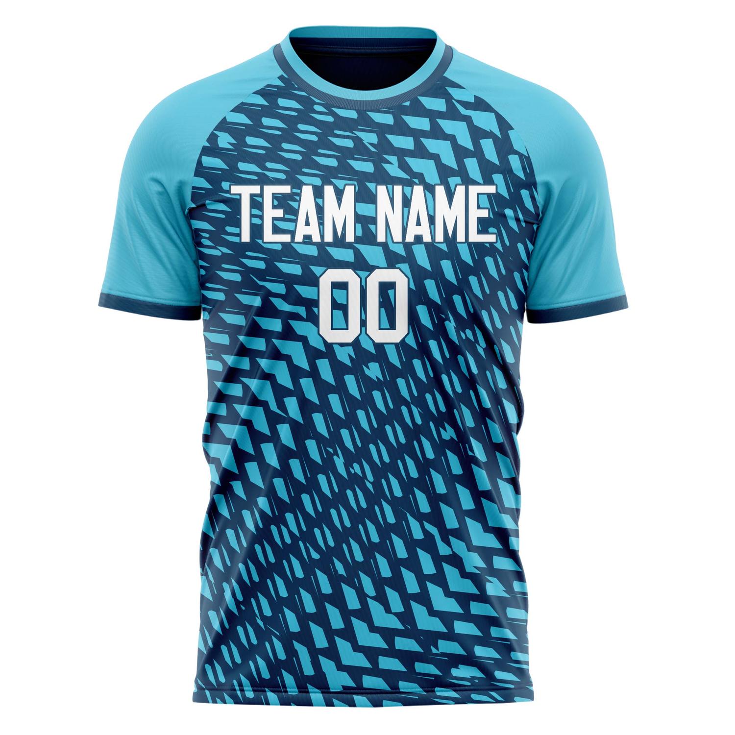 Custom Professional Light Blue White Mesh Soccer Jersey