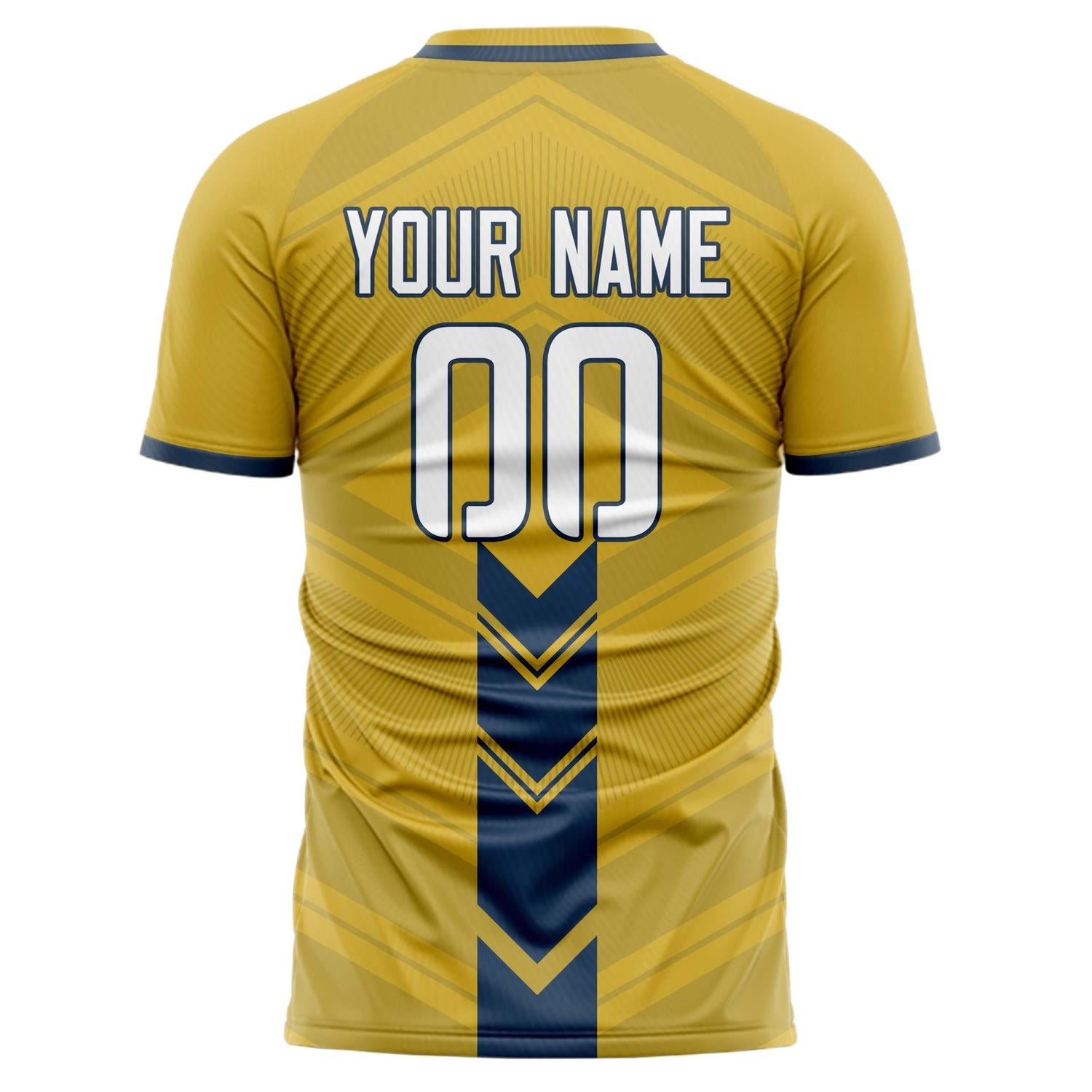 Benutzerdefiniertes Professionelles Altgold Marineblau Pfeil Fußballtrikot