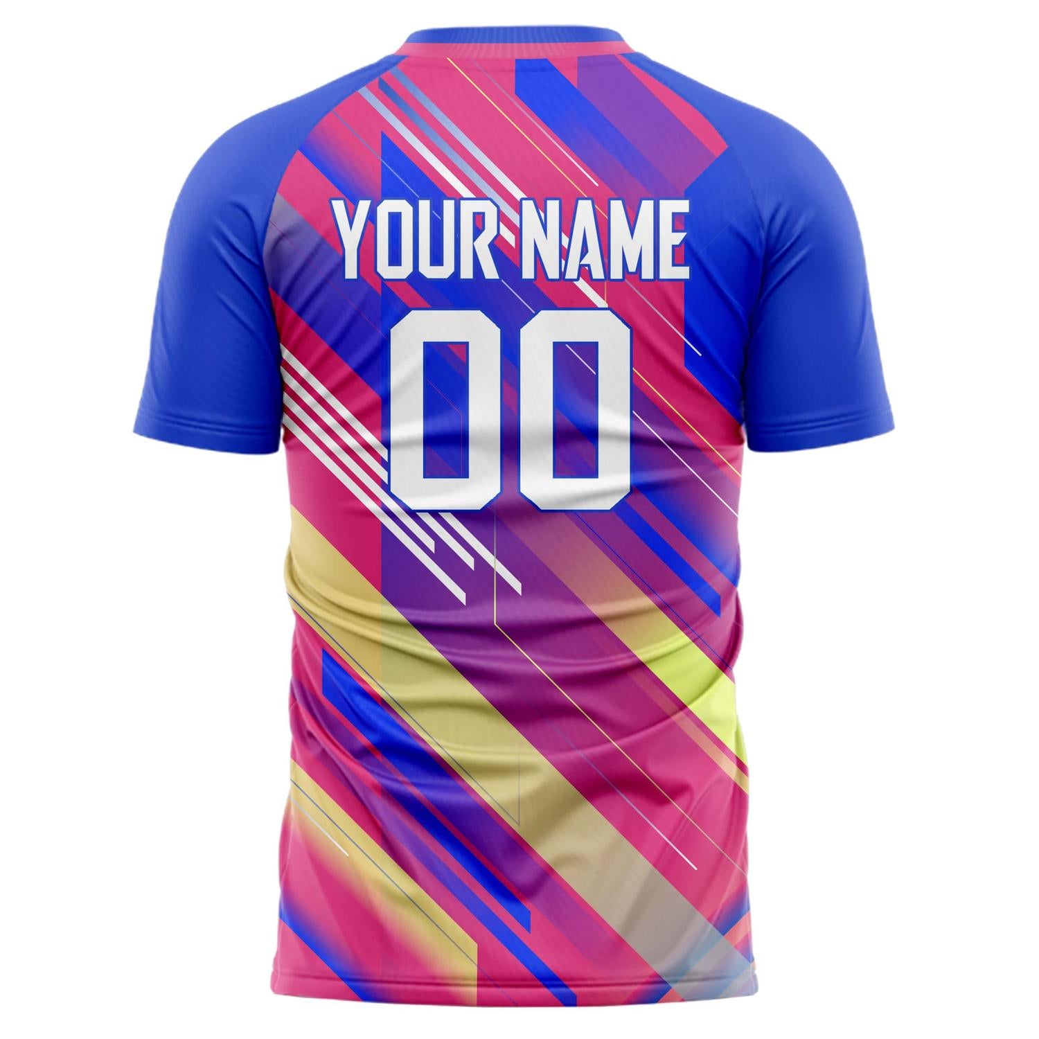 Benutzerdefiniertes Professionelles Blau Rosa Geometrisches Fußballtrikot