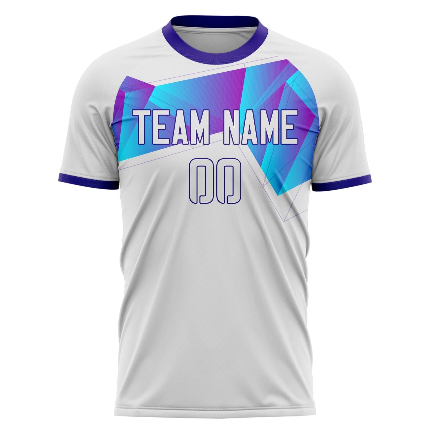 Custom Professional White Purple Geometric Soccer Jersey