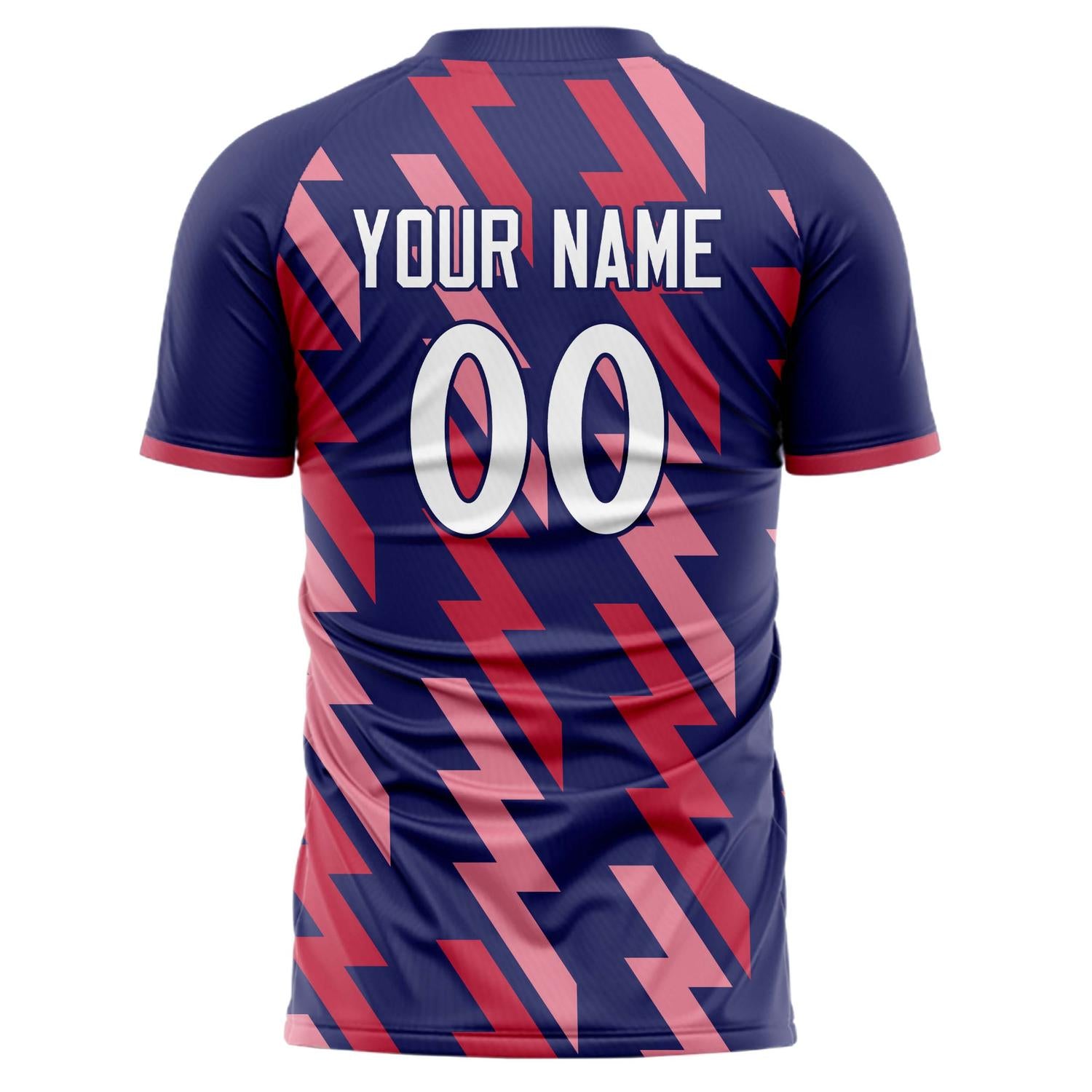 Benutzerdefiniertes Professionelles Marineblau Rosa Geometrisches Fußballtrikot