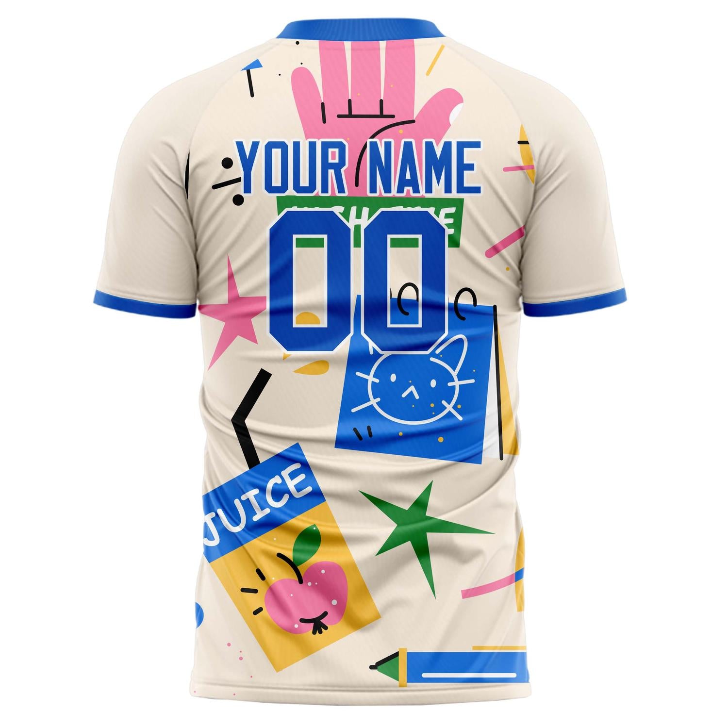 Benutzerdefiniertes Professionelles Creme Blau Kinder Fußballtrikot