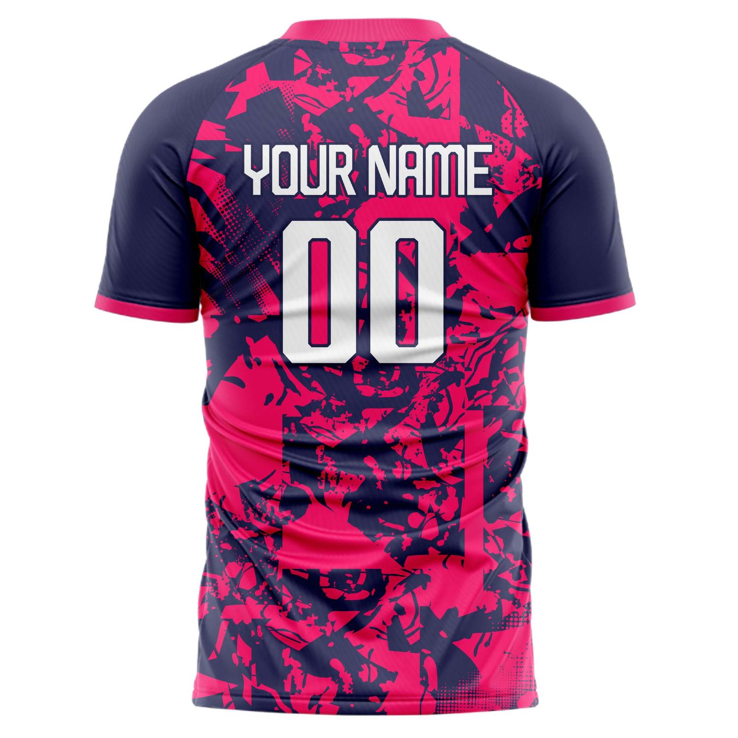 Benutzerdefiniertes Professionelles Marineblau Rosa Abstraktes Fußballtrikot