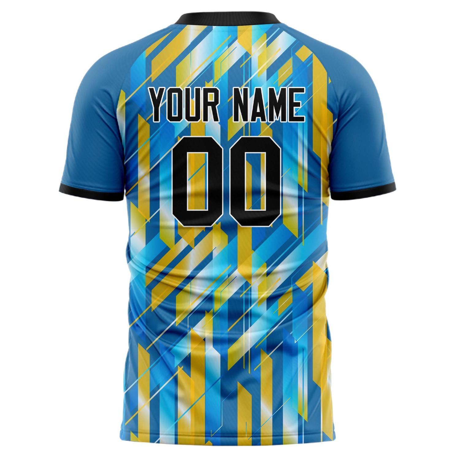 Benutzerdefiniertes Professionelles Blau Gelb Geometrisches Fußballtrikot