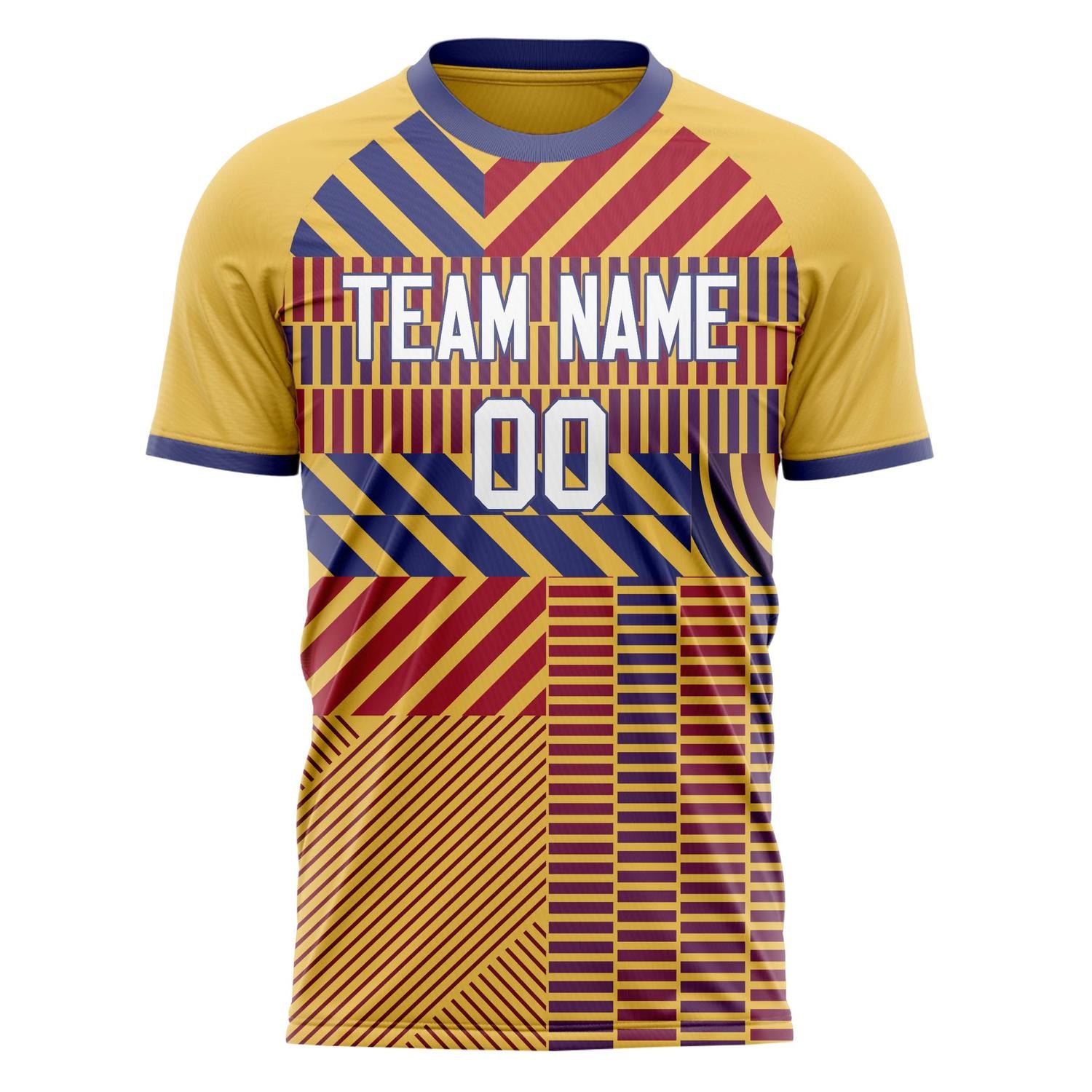 Custom Professional Gold Red Geometric Soccer Jersey