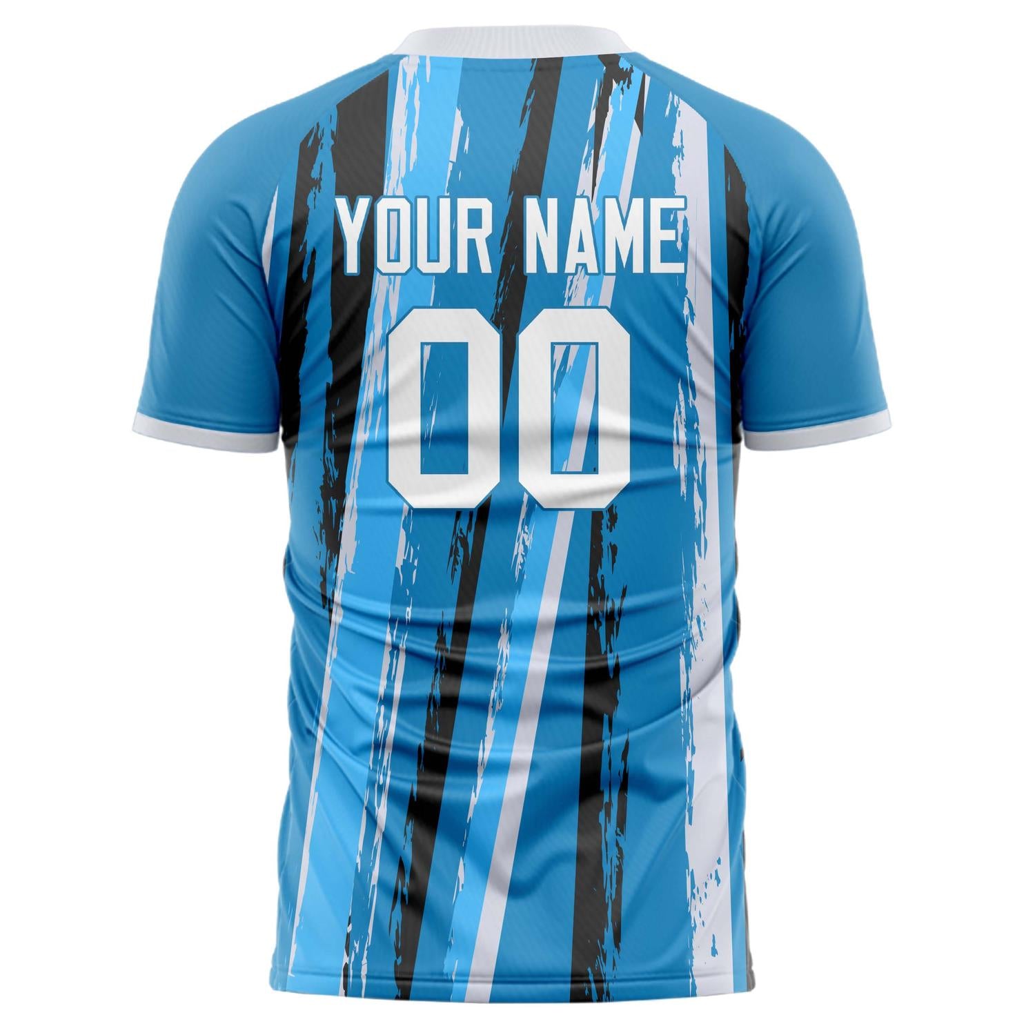 Benutzerdefiniertes Professionelles Blau Weiß Grafik Fußballtrikot