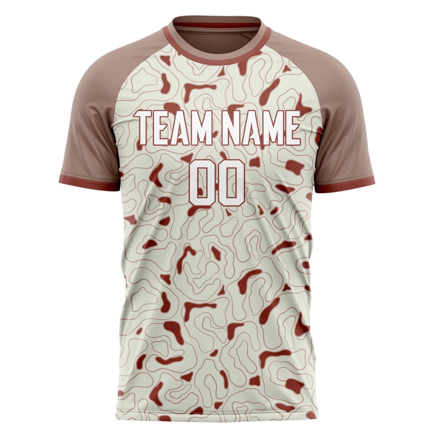 Custom Professional Cream Maroon Geometric Soccer Jersey