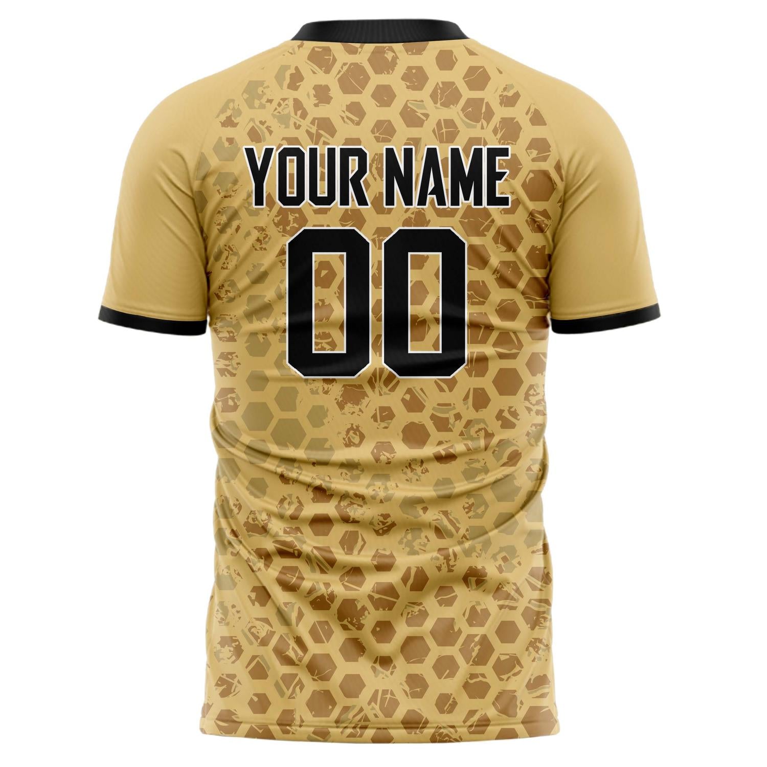 Benutzerdefiniertes Professionelles Altgold Schwarz Geometrisches Fußballtrikot
