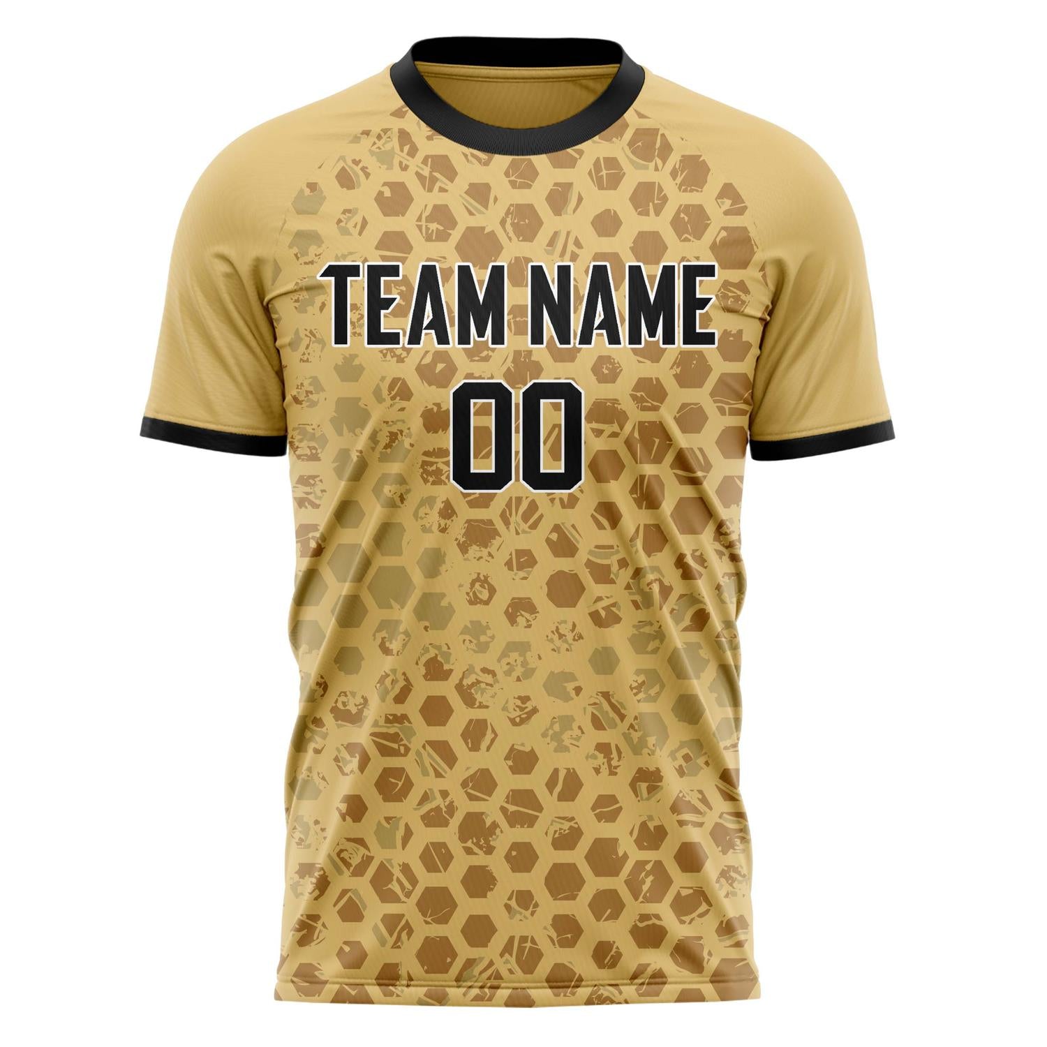 Custom Professional Old Gold Black Geometric Soccer Jersey