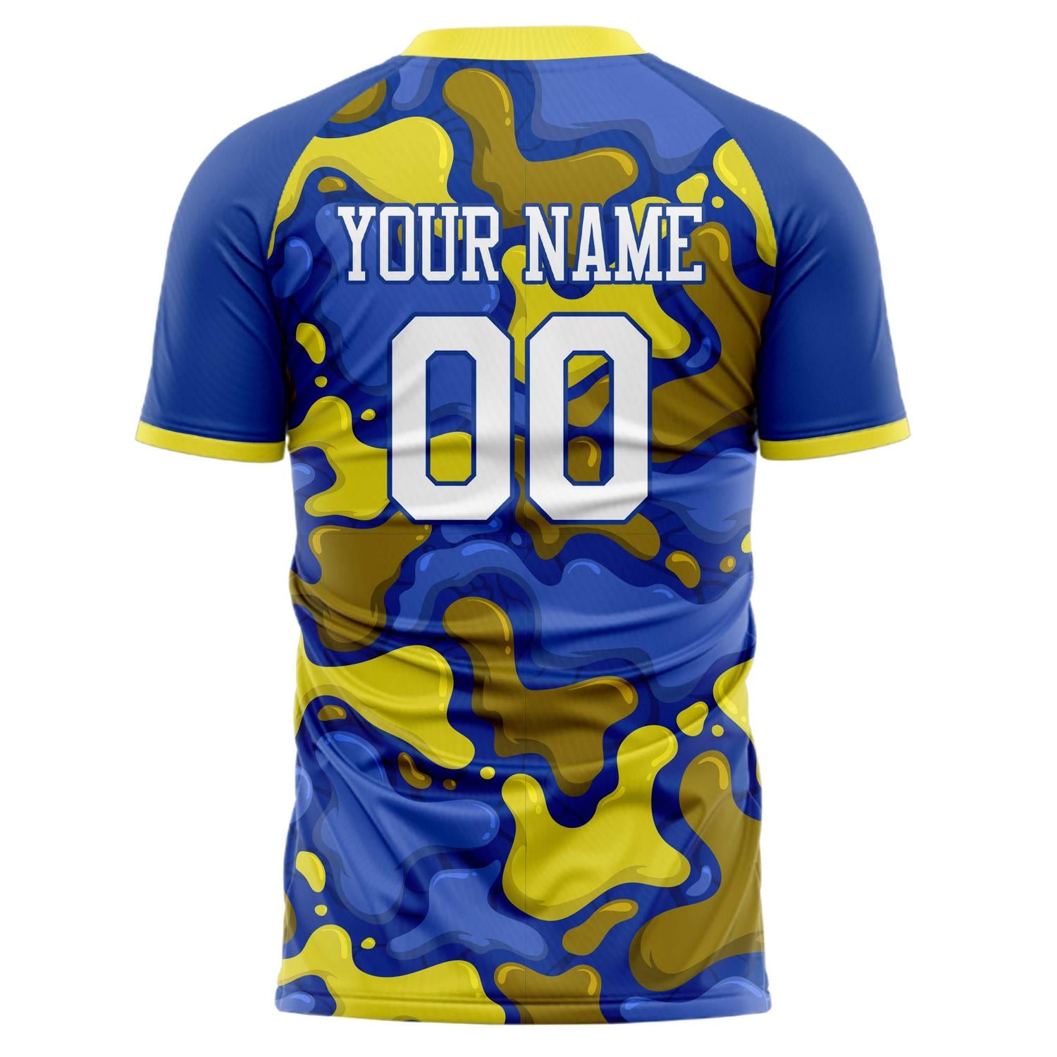 Benutzerdefiniertes Professionelles Blau Gelb Tarnung Fußballtrikot