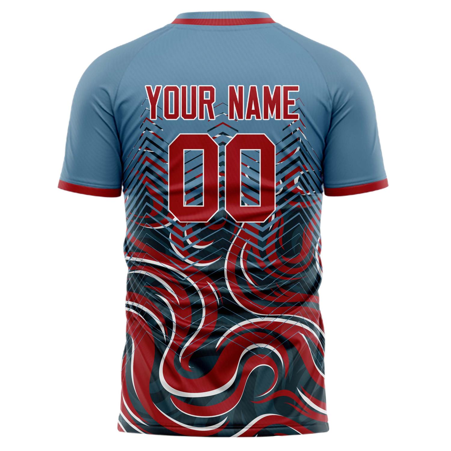Benutzerdefiniertes Professionelles Blau Rot Wellen Fußballtrikot