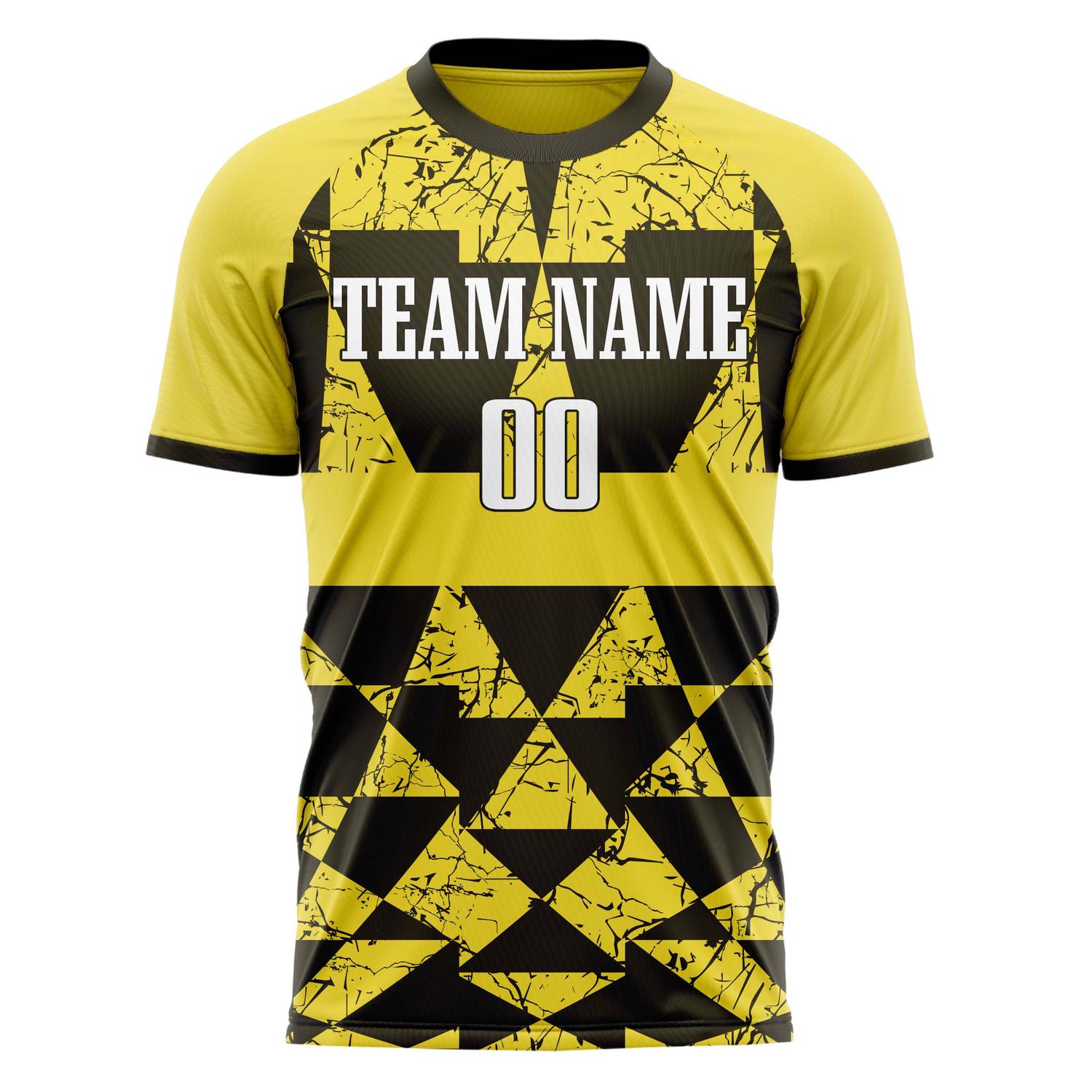 Custom Professional Gold Black Triangle Soccer Jersey