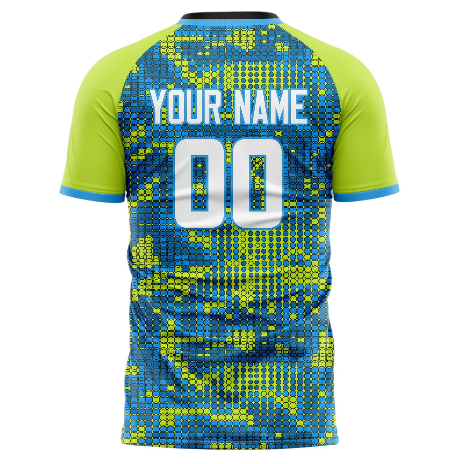Benutzerdefiniertes Professionelles Blau Grün Pixel Fußballtrikot
