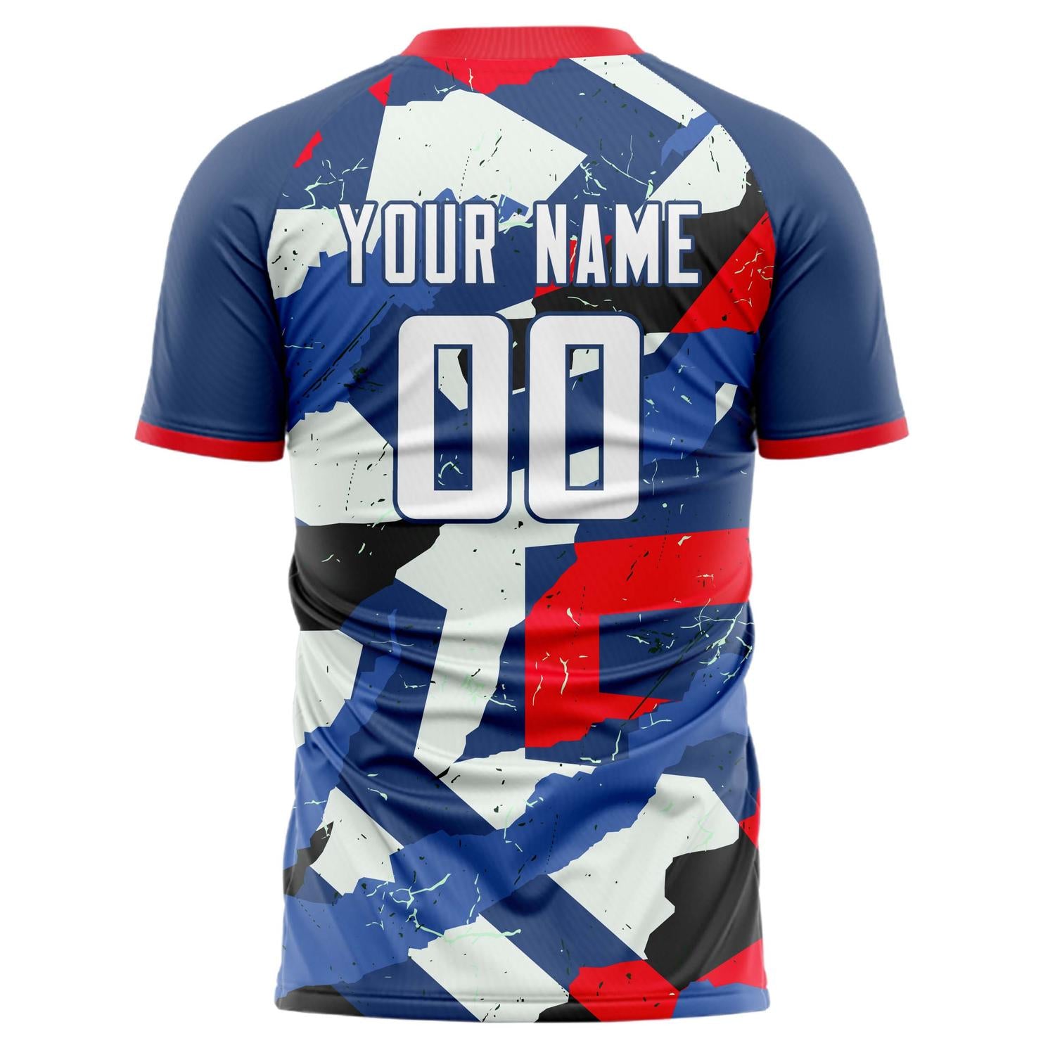 Benutzerdefiniertes Professionelles Marineblau Weiß Gesplittert Fußballtrikot