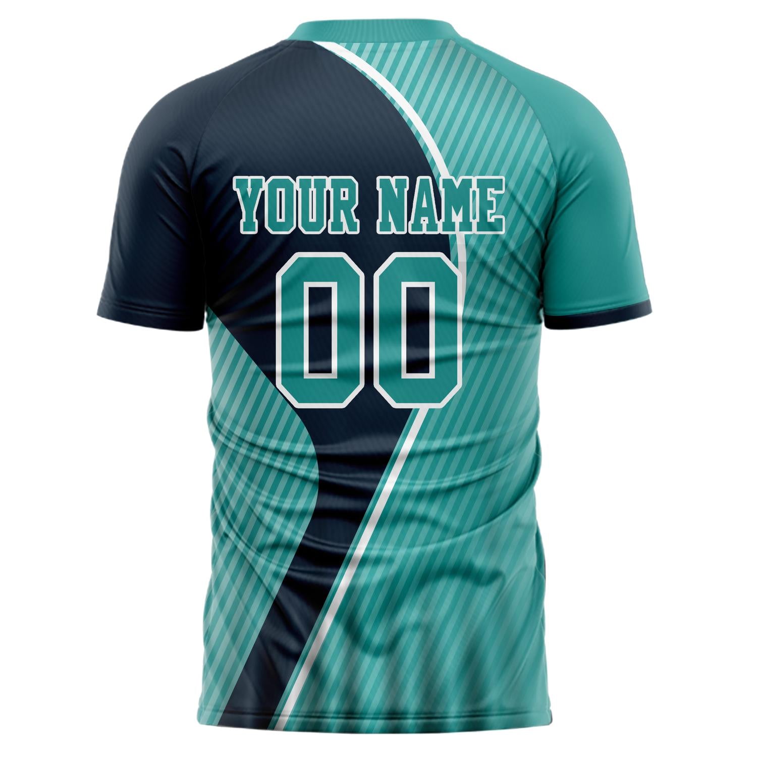 Benutzerdefiniertes Professionelles Marineblau Blaugrün Geometrie Fußballtrikot