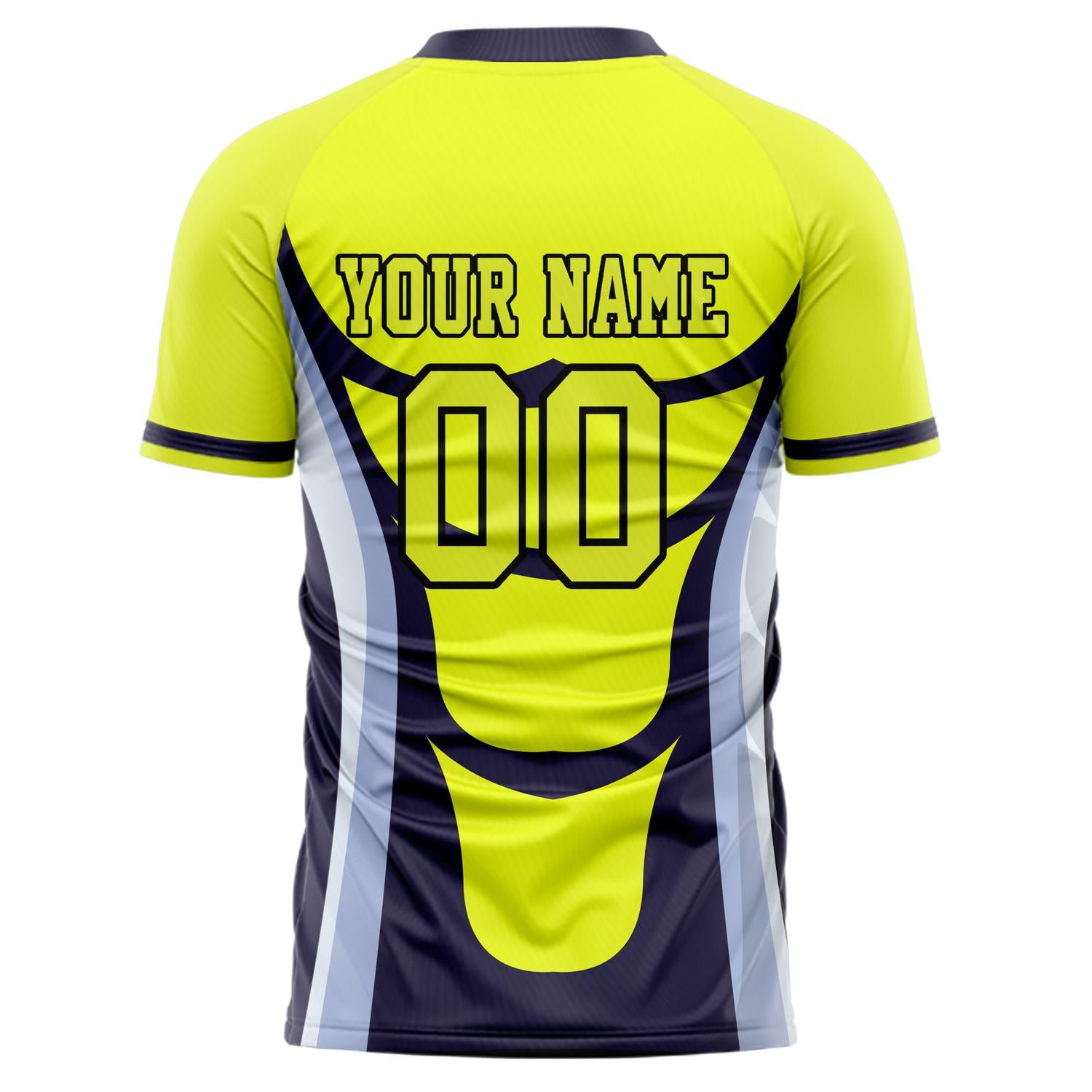 Benutzerdefiniertes Professionelles Gelb Marineblau Geometrie Fußballtrikot