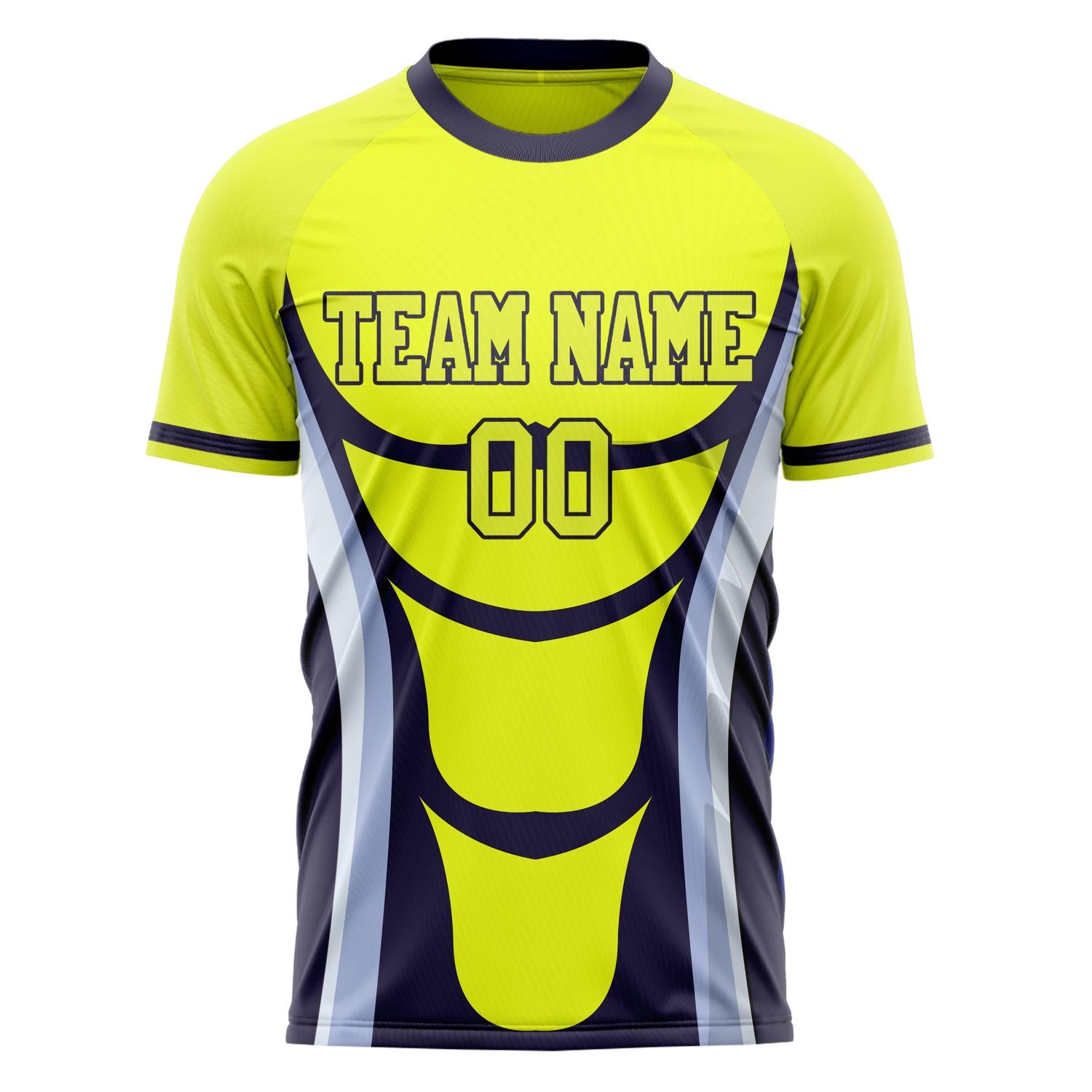 Custom Professional Yellow Navy Blue Geometry Soccer Jersey