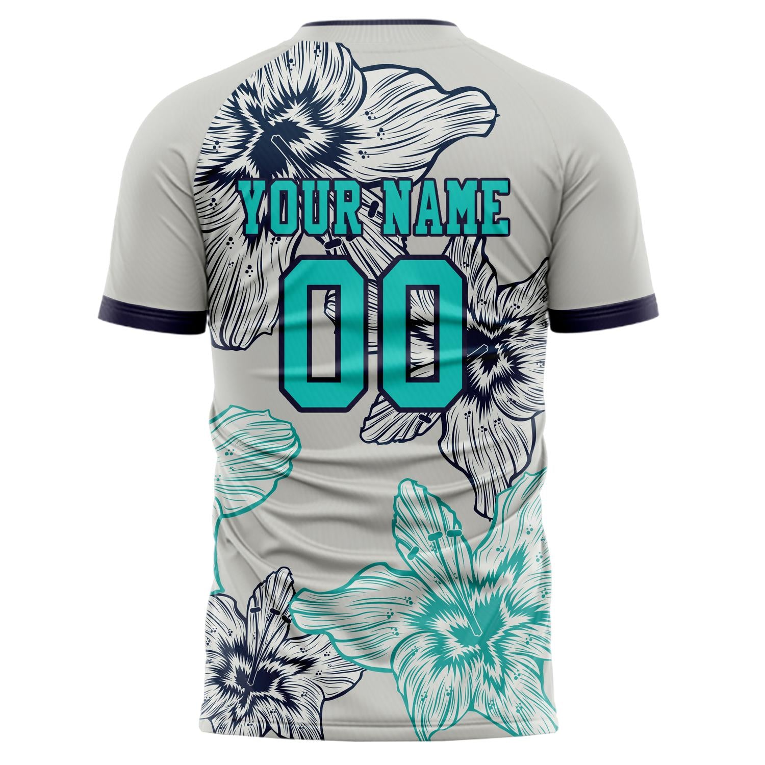 Benutzerdefiniertes Professionelles Grau Marineblau Blumen Fußballtrikot