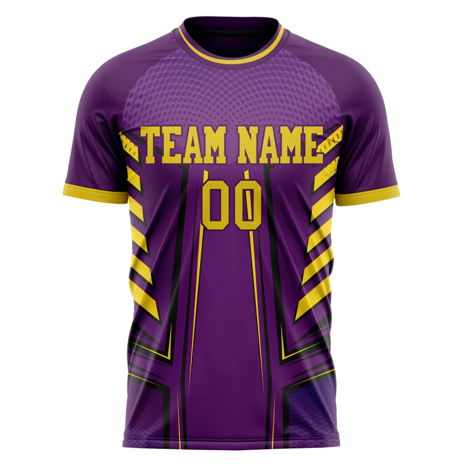Custom Professional Purple Gold Geometry Soccer Jersey