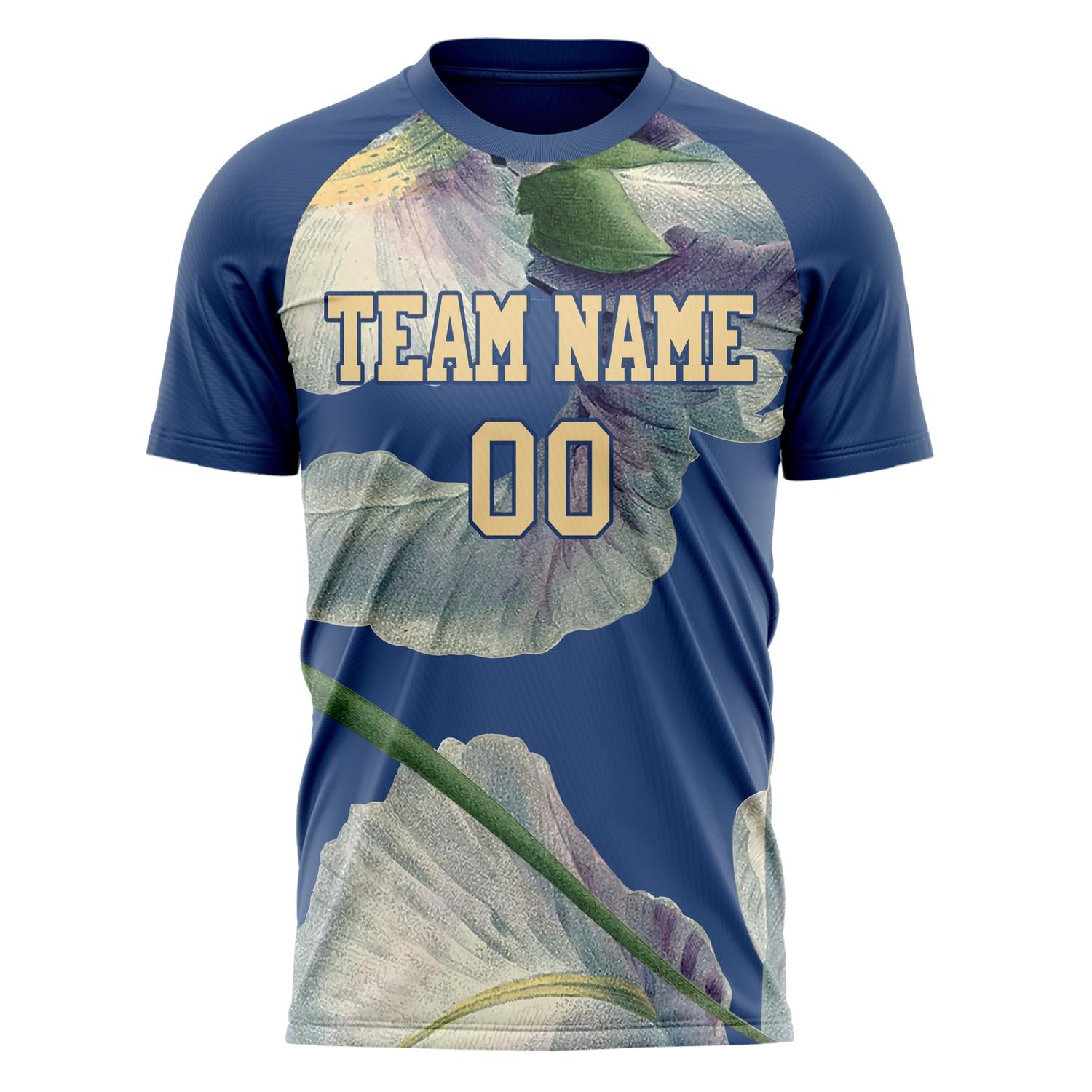 Custom Professional Navy Blue Light Brown Lotus Soccer Jersey