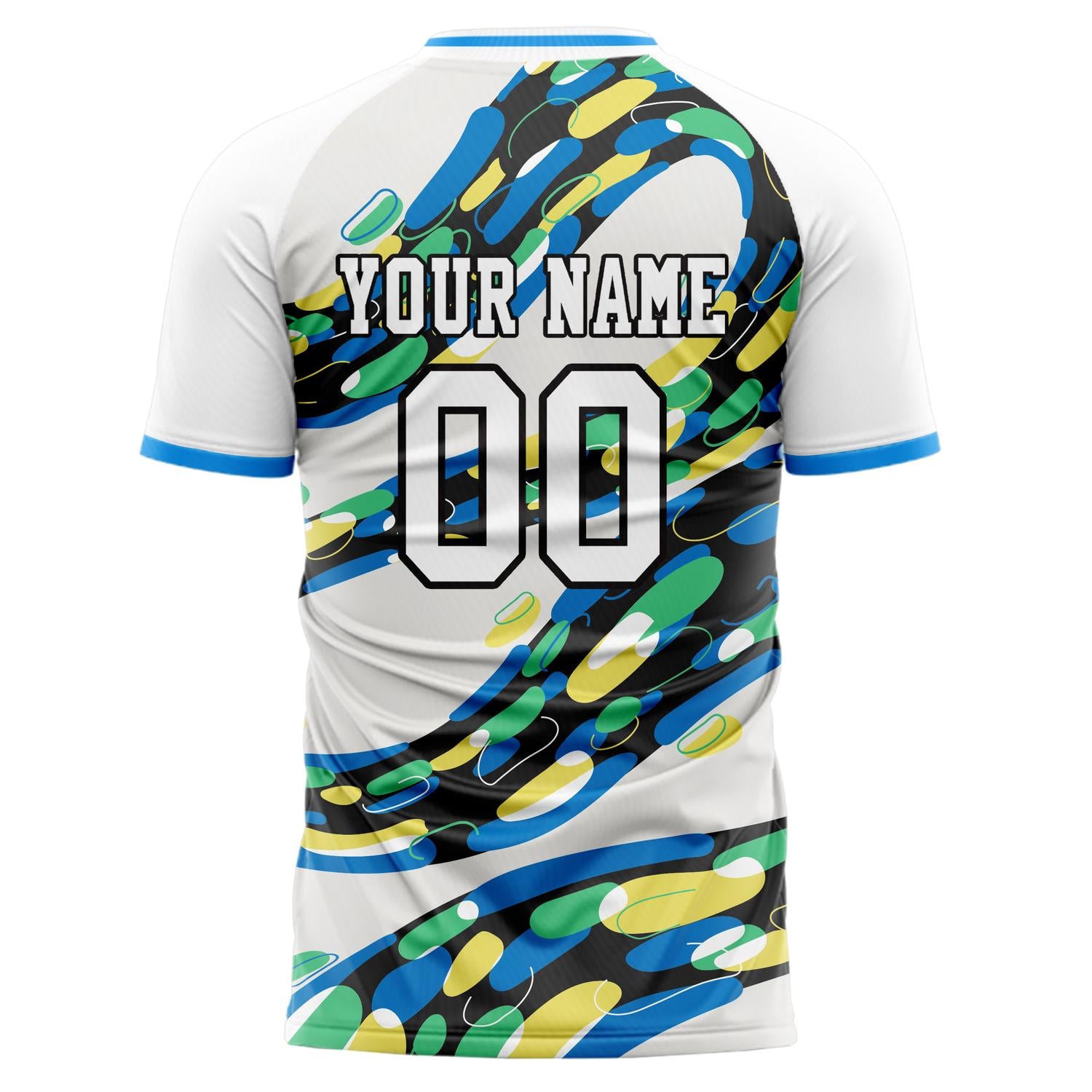 Benutzerdefiniertes Professionelles Weiß Blau Blasen Fußballtrikot