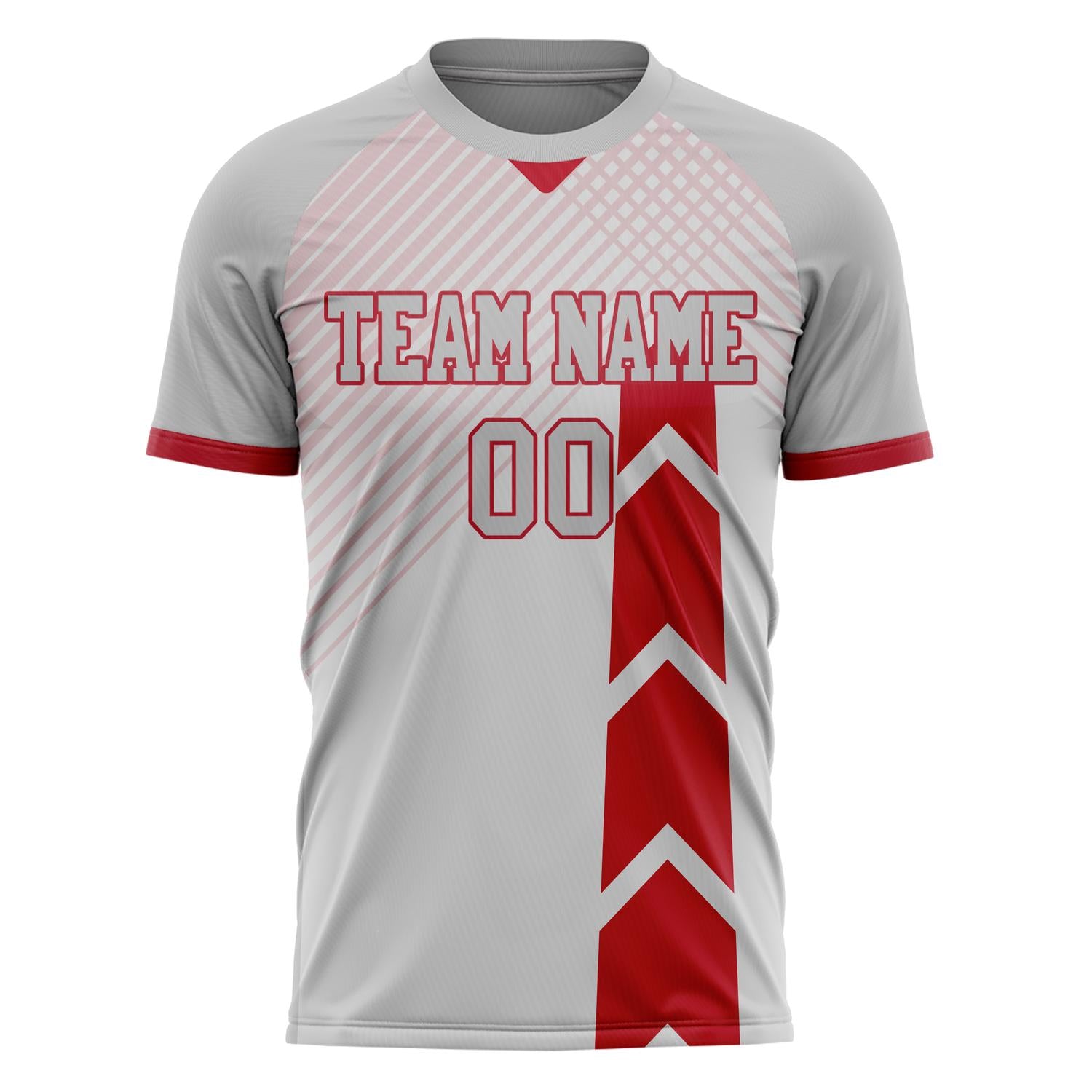 Custom Professional Grey Red Arrow Soccer Jersey