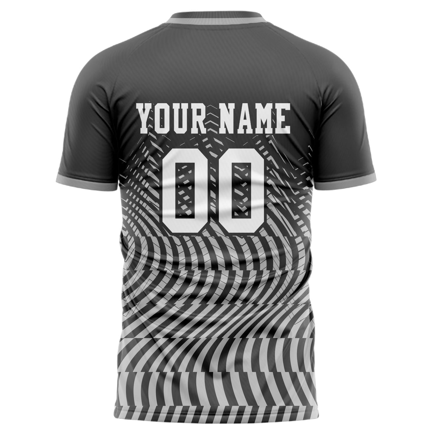Benutzerdefiniertes Professionelles Grau Weiß Geometrie Fußballtrikot