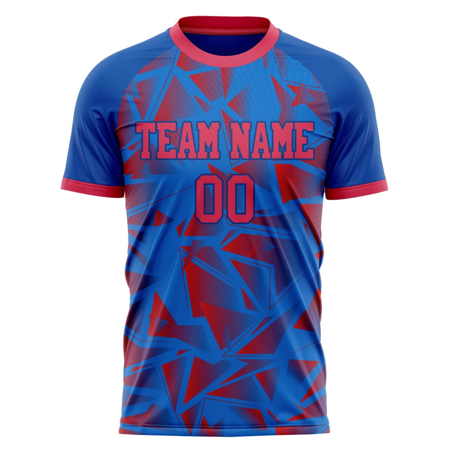 Custom Professional Blue Red Geometry Soccer Jersey