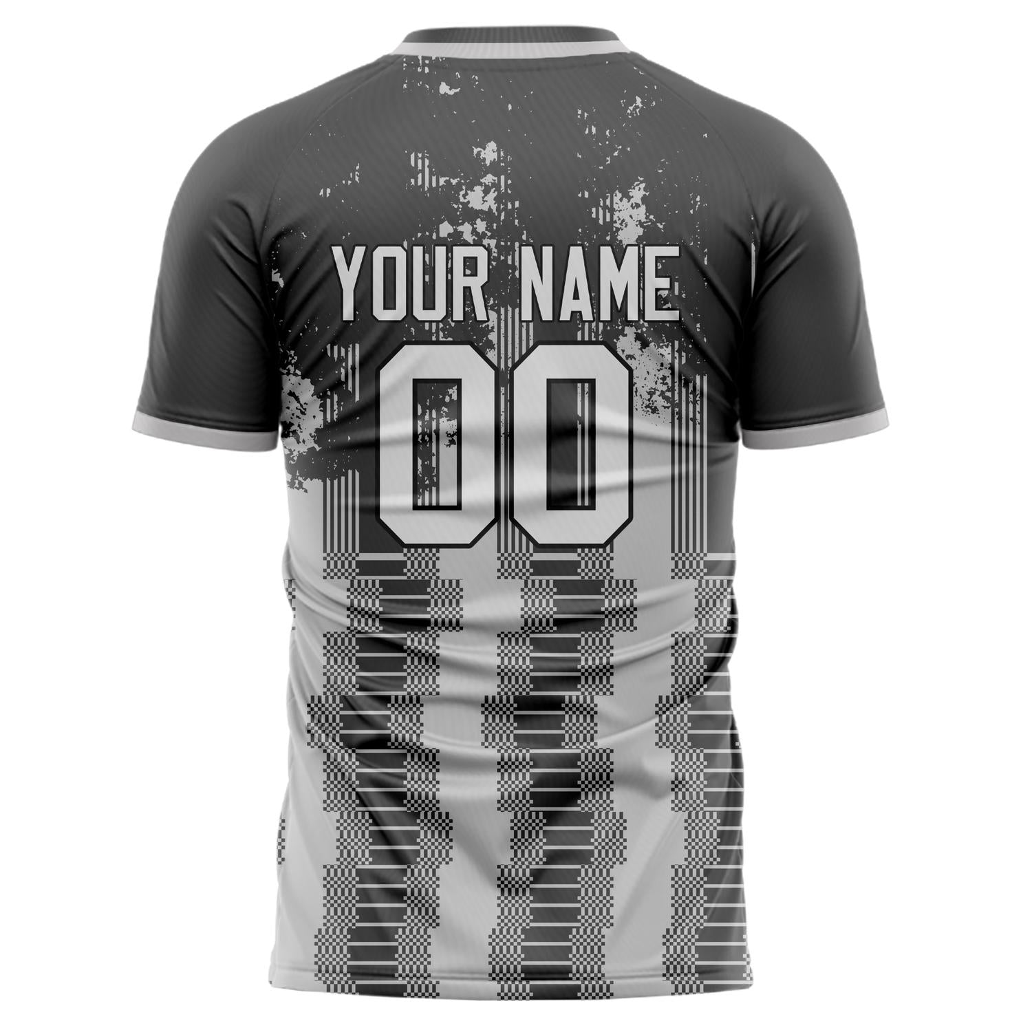 Custom Professional Grey Black Geometry Soccer Jersey
