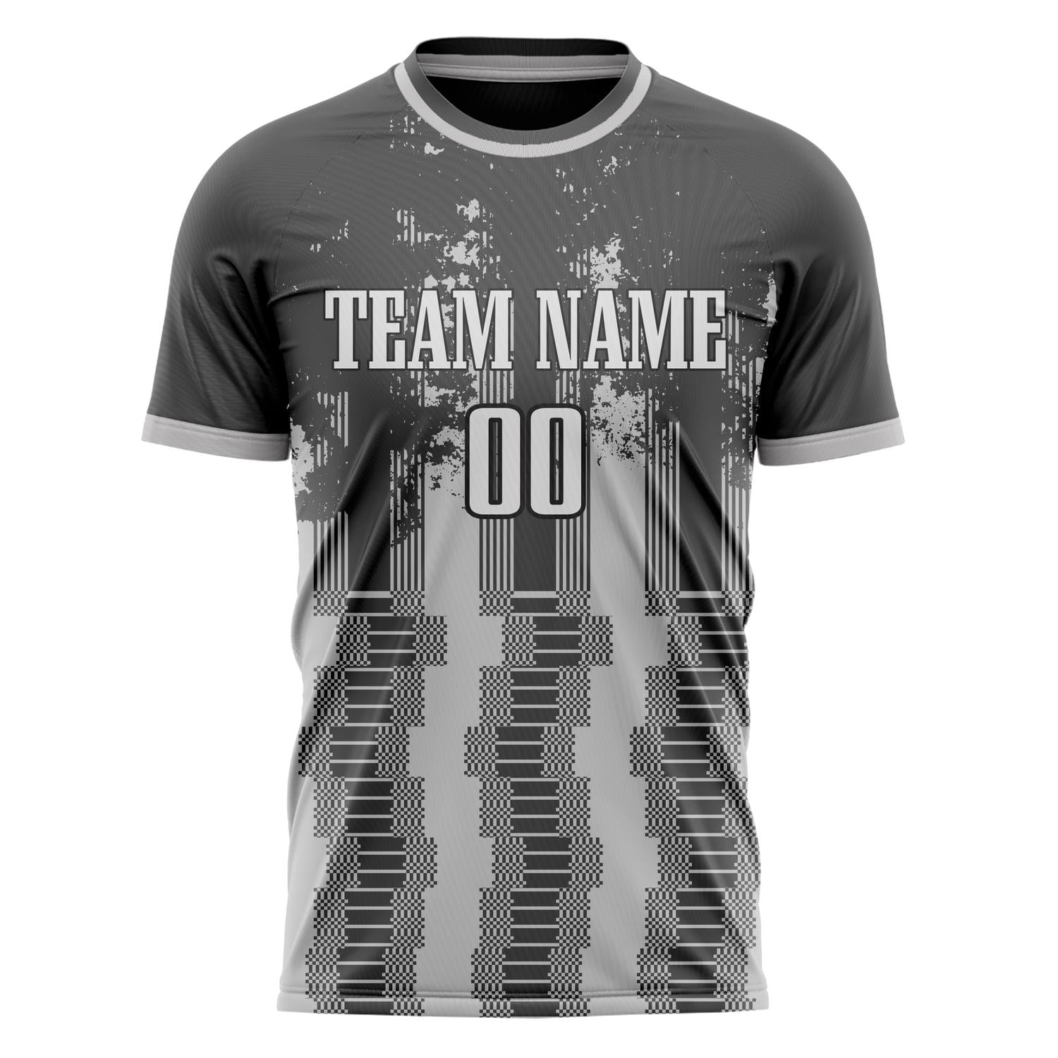 Custom Professional Grey Black Geometry Soccer Jersey