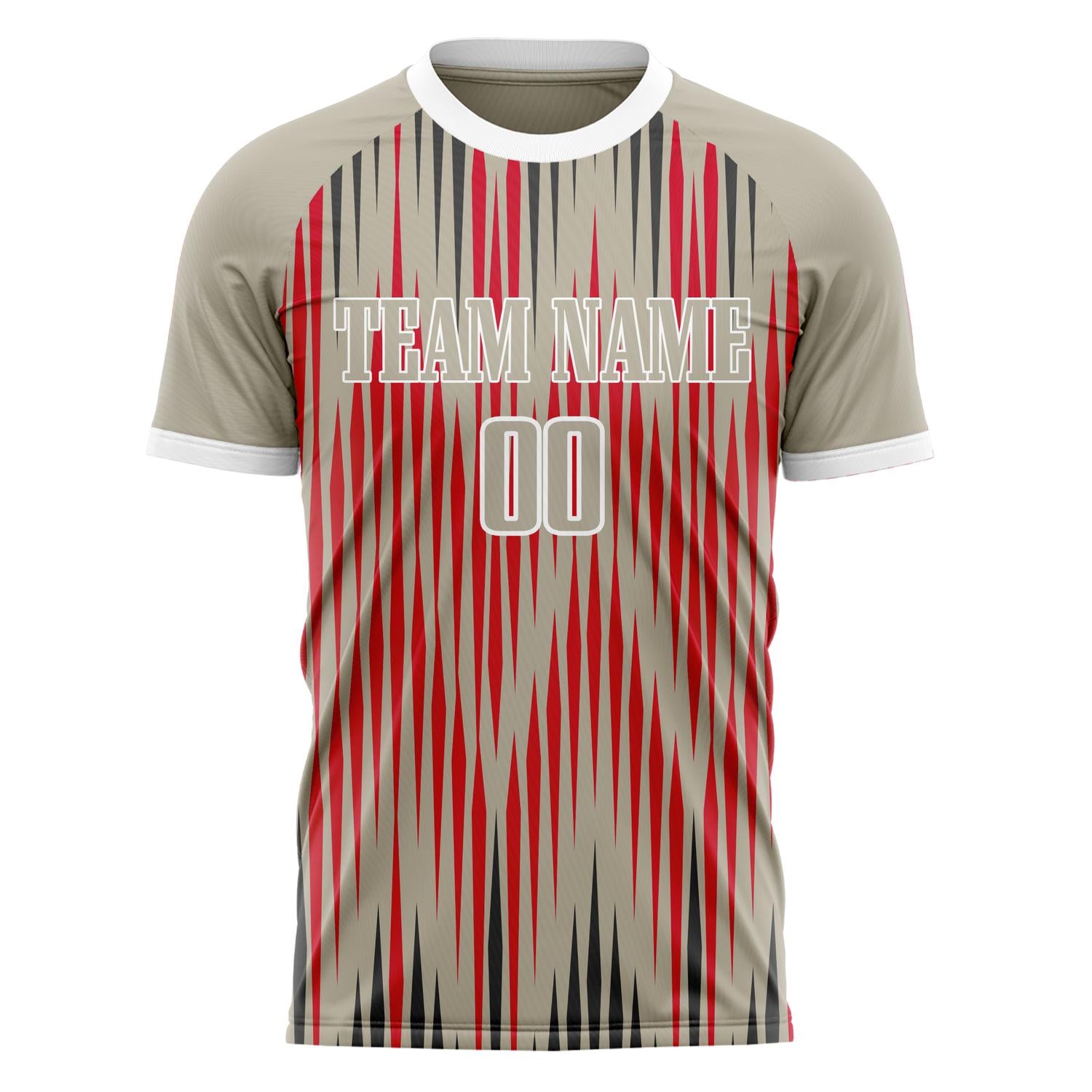 Benutzerdefiniertes Professionelles Rot Hellbraun Geometrie Fußballtrikot