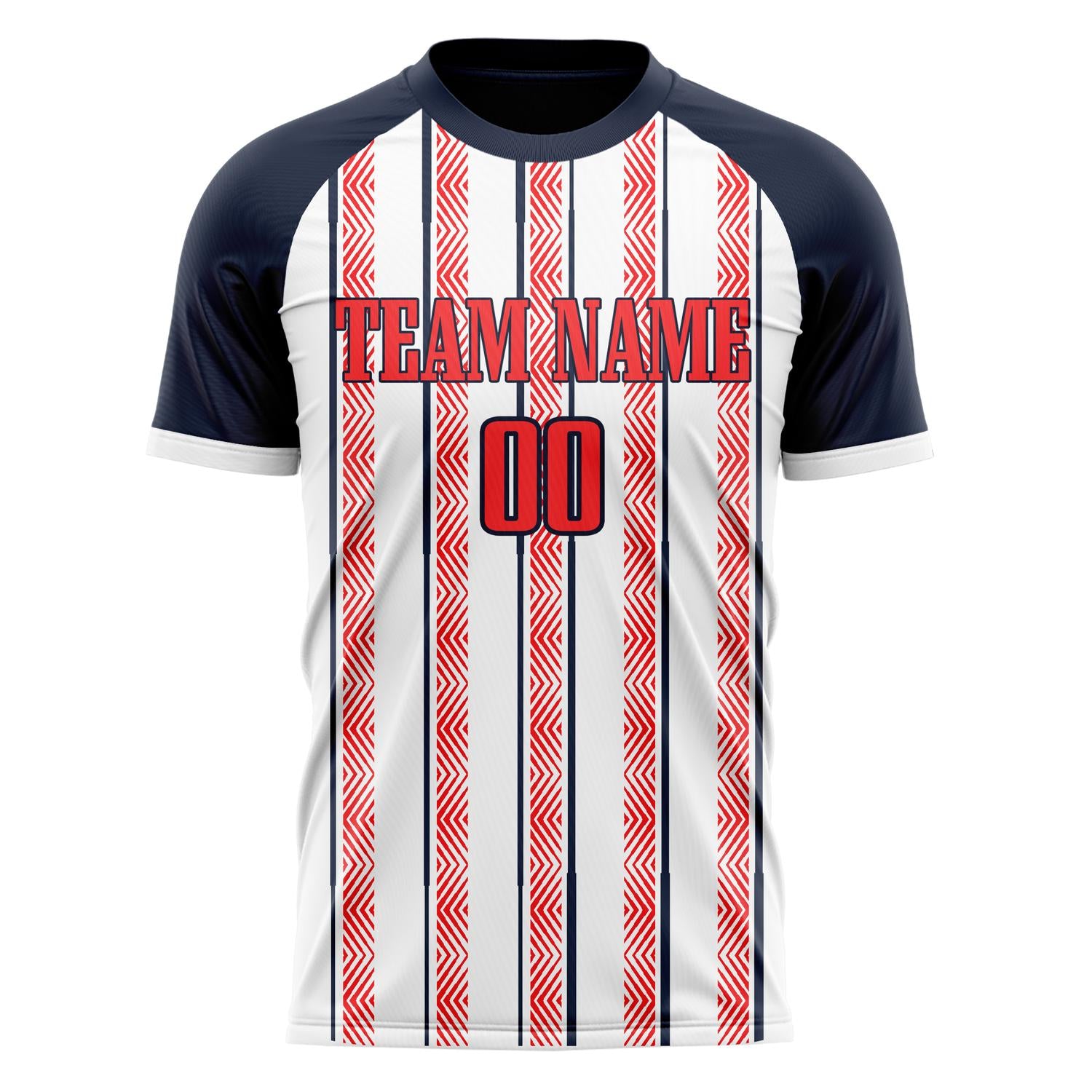 Custom Professional White Red Stripes Soccer Jersey