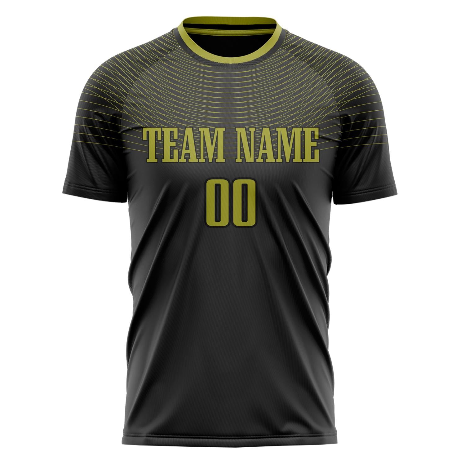 Custom Professional Black Old Green Lines Soccer Jersey