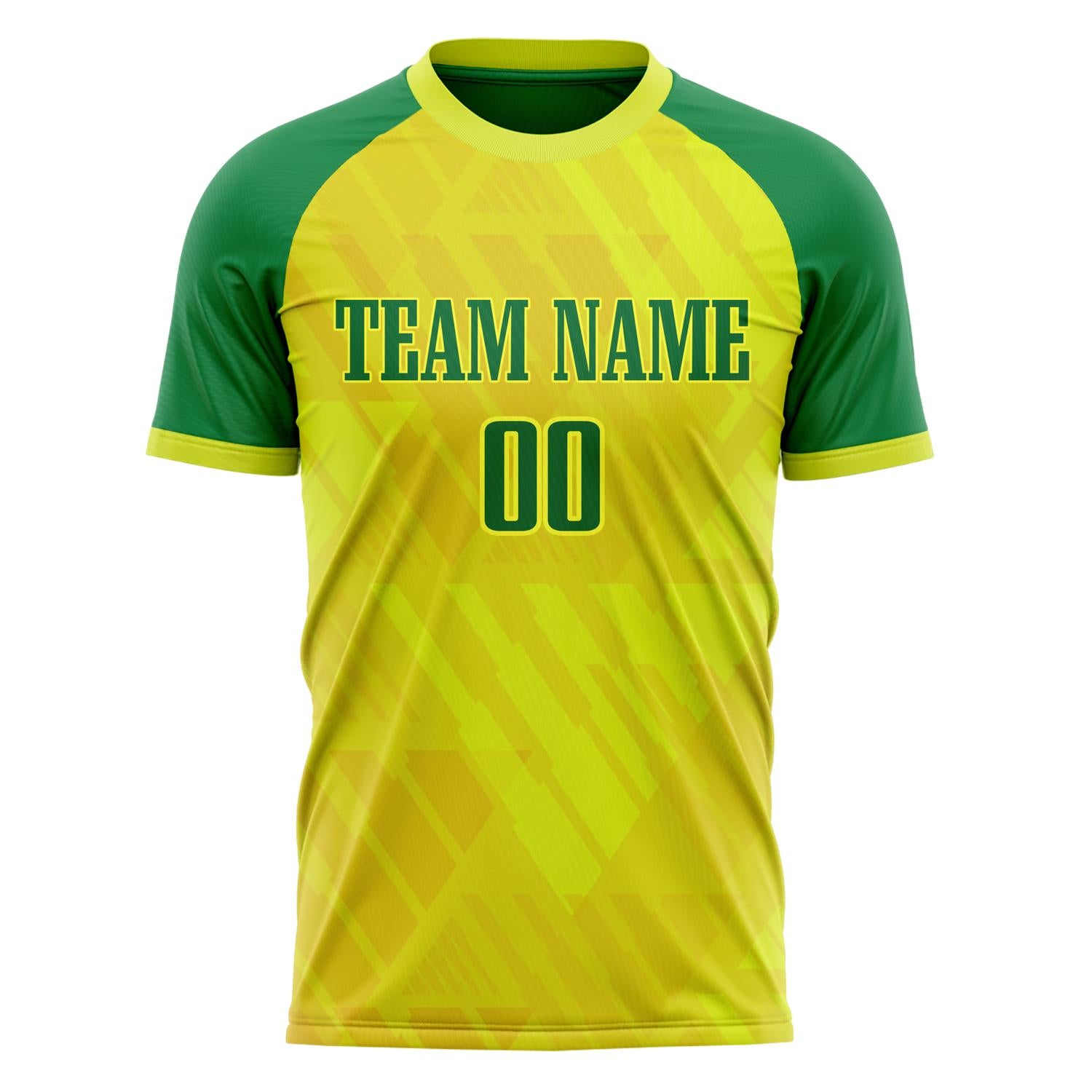 Custom Professional Yellow Green Check Soccer Jersey
