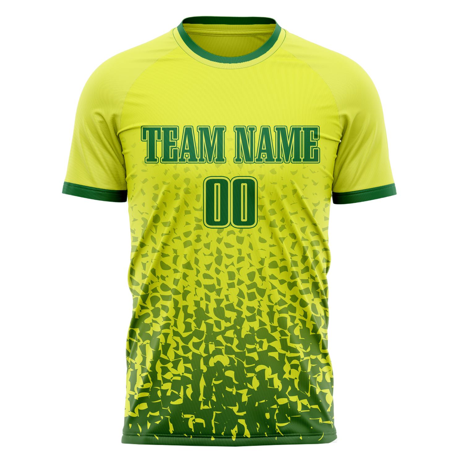 Custom Professional Yellow Green Mosaic Soccer Jersey