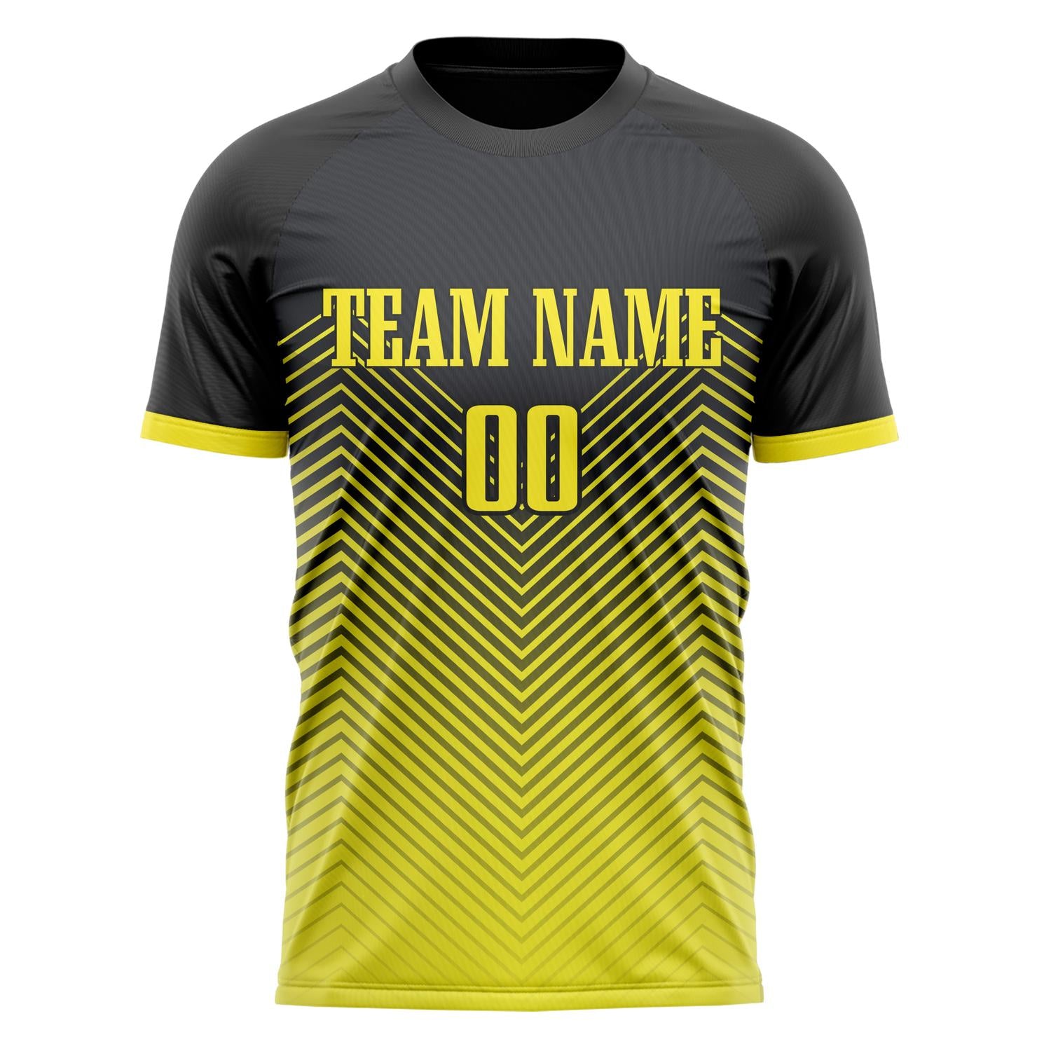 Custom Professional Black Yellow Lines Soccer Jersey