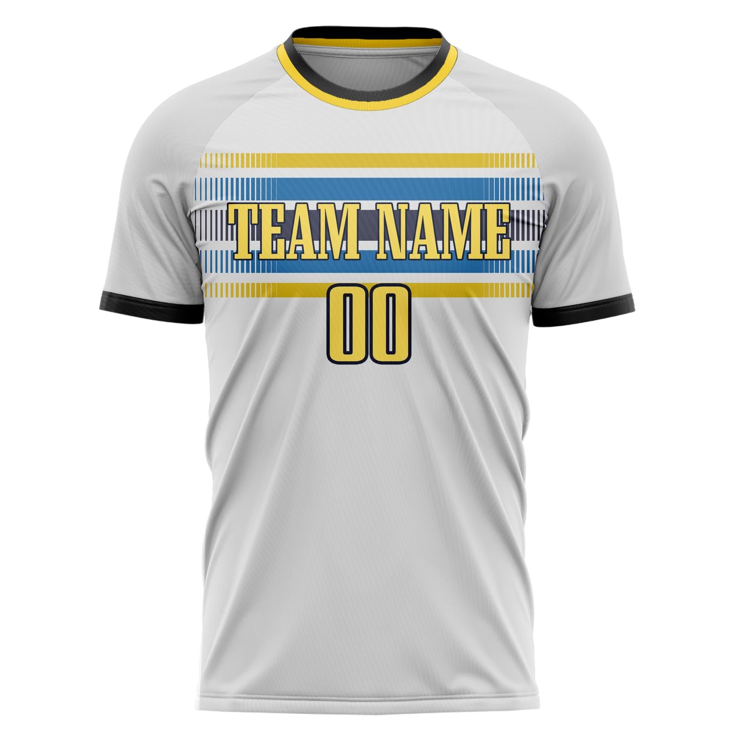 Custom Professional White Yellow Camo Soccer Jersey