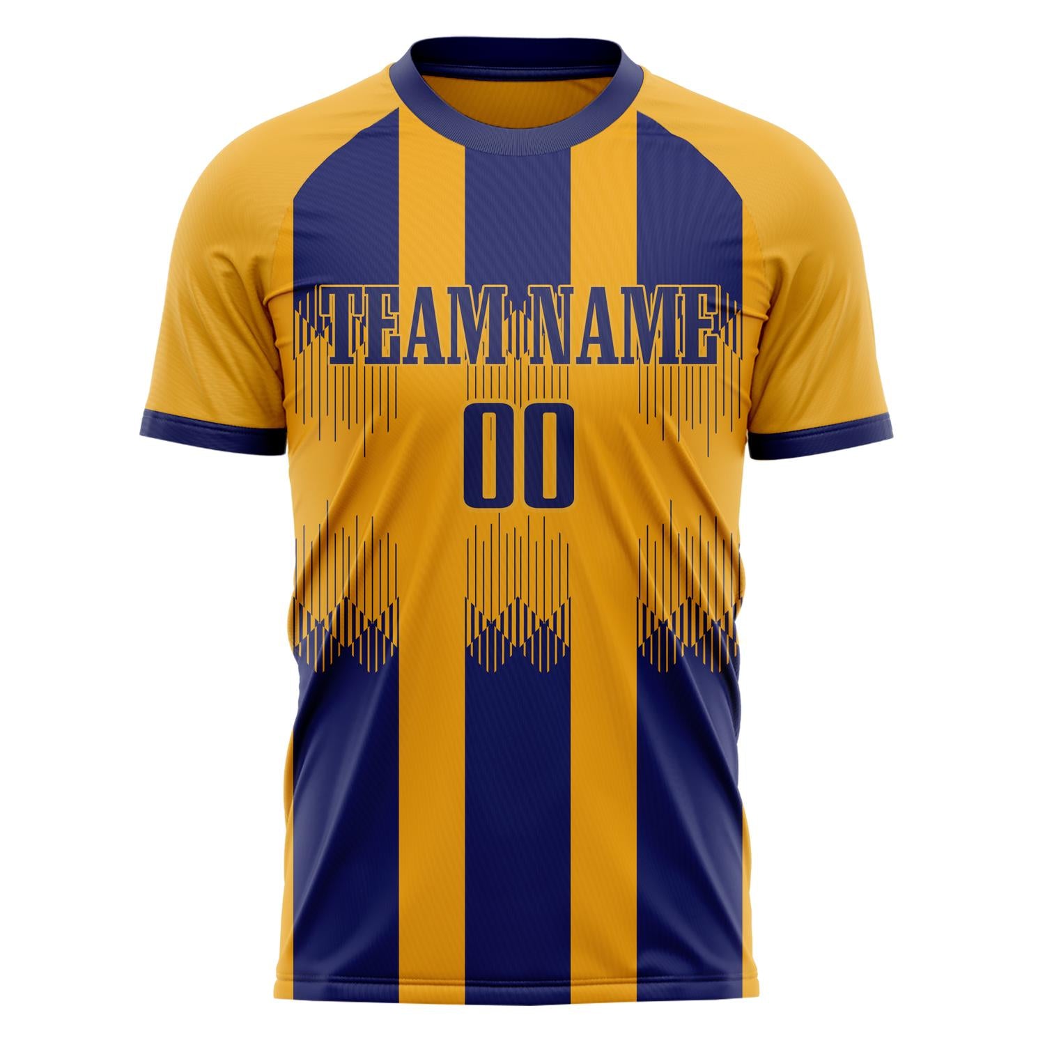 Custom Professional Orange Navy Blue Stripes Soccer Jersey