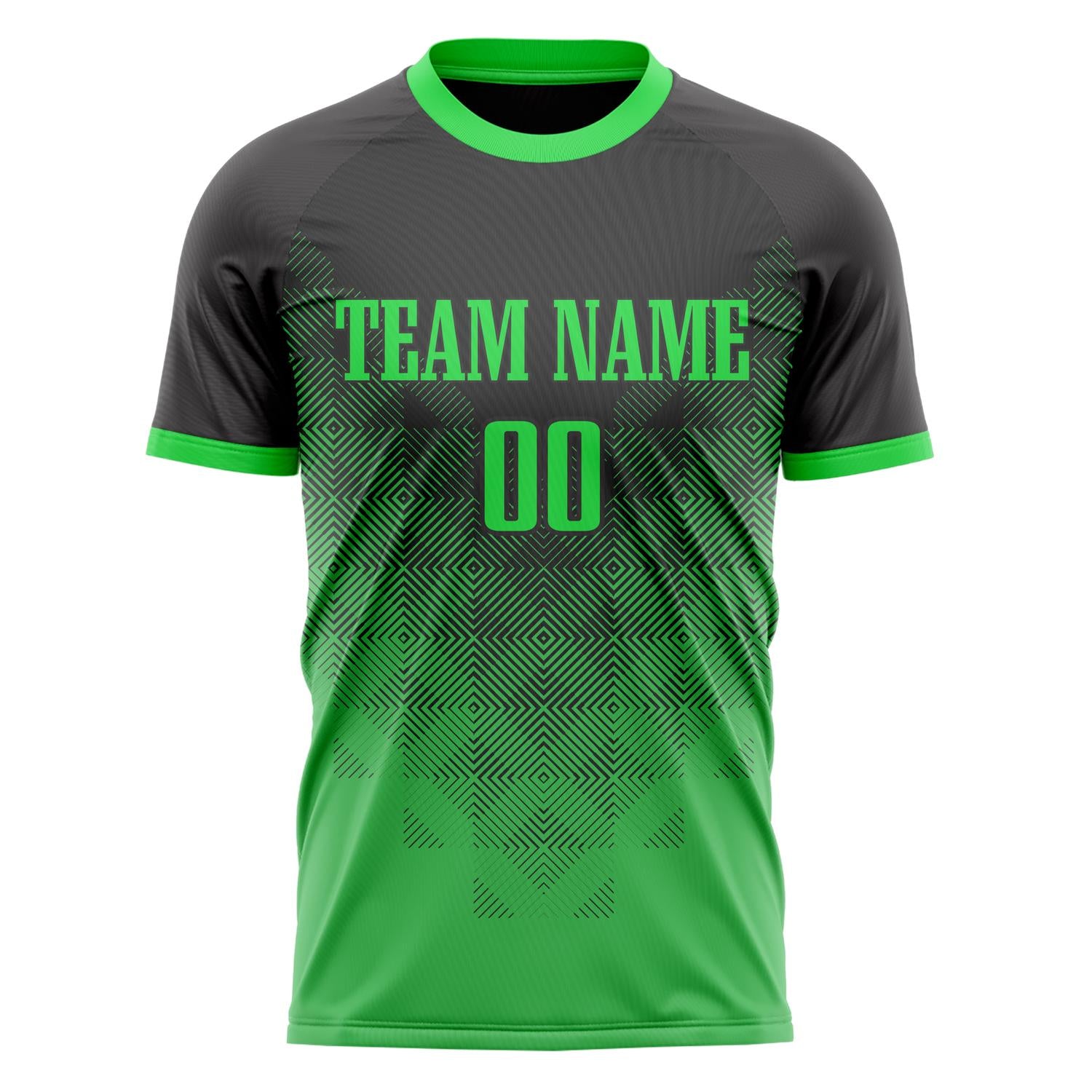 Custom Professional Black Green Geometric Soccer Jersey