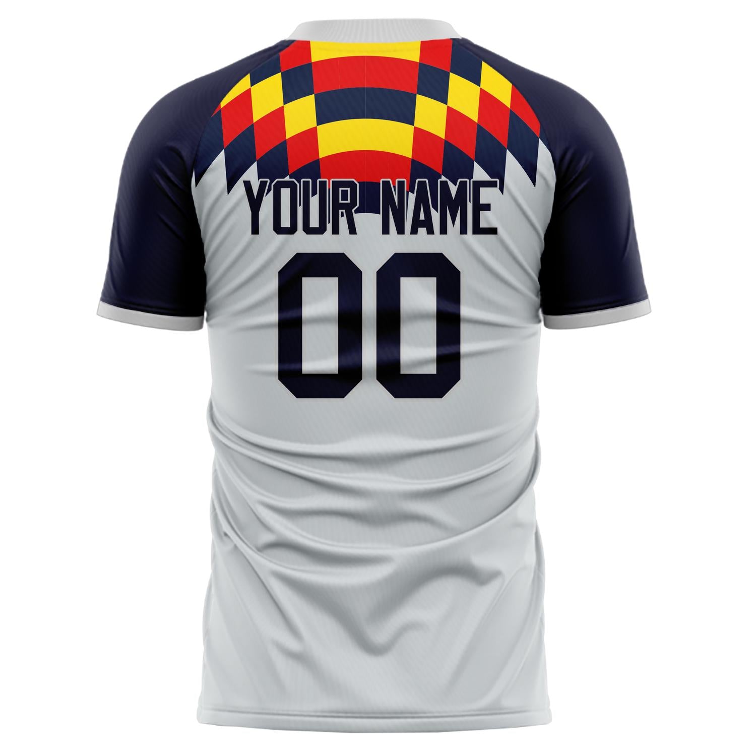 Benutzerdefiniertes Professionelles Grau Marineblau Karo Fußballtrikot