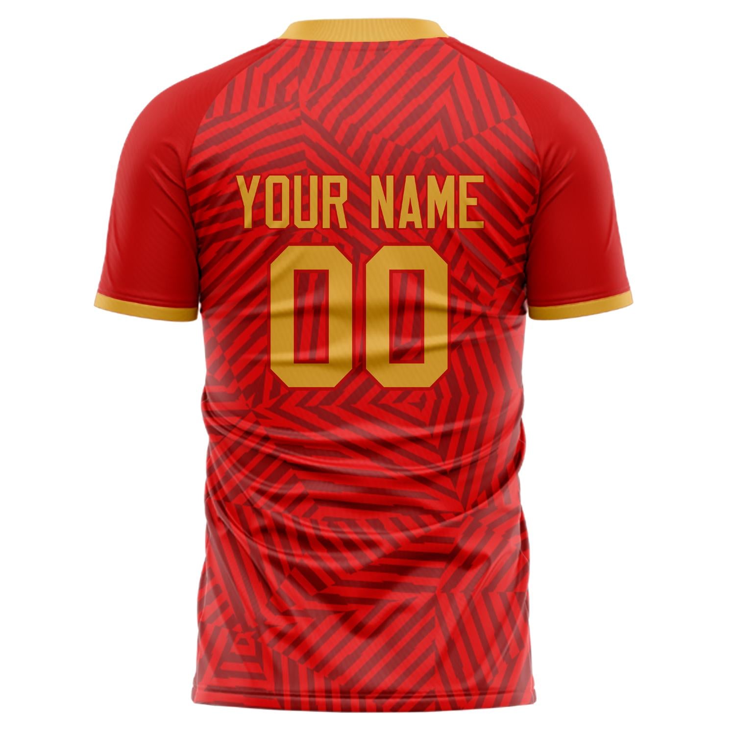 Benutzerdefiniertes Professionelles Rot Altgold Geometrisches Fußballtrikot
