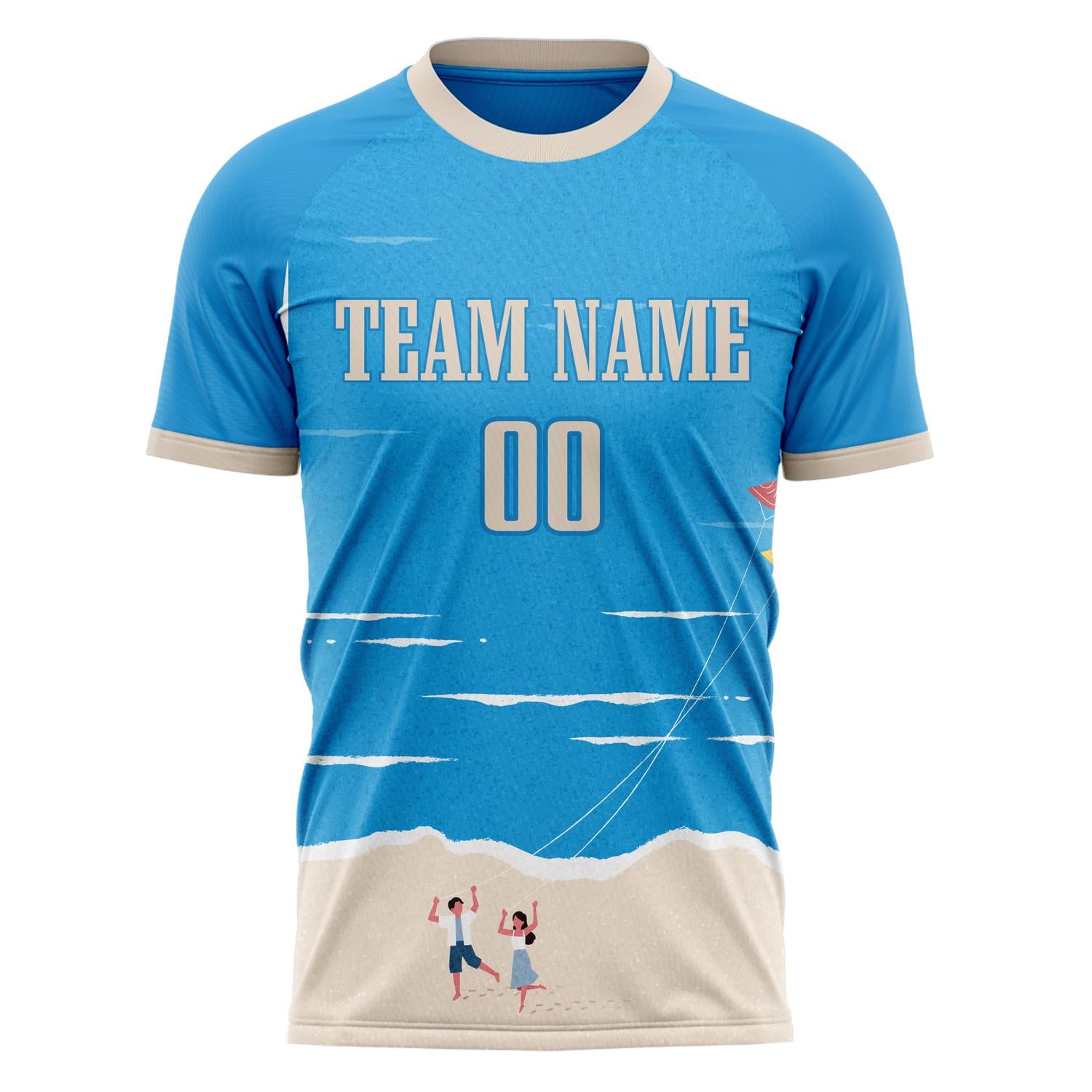 Custom Professional Blue Grey Landscape Soccer Jersey