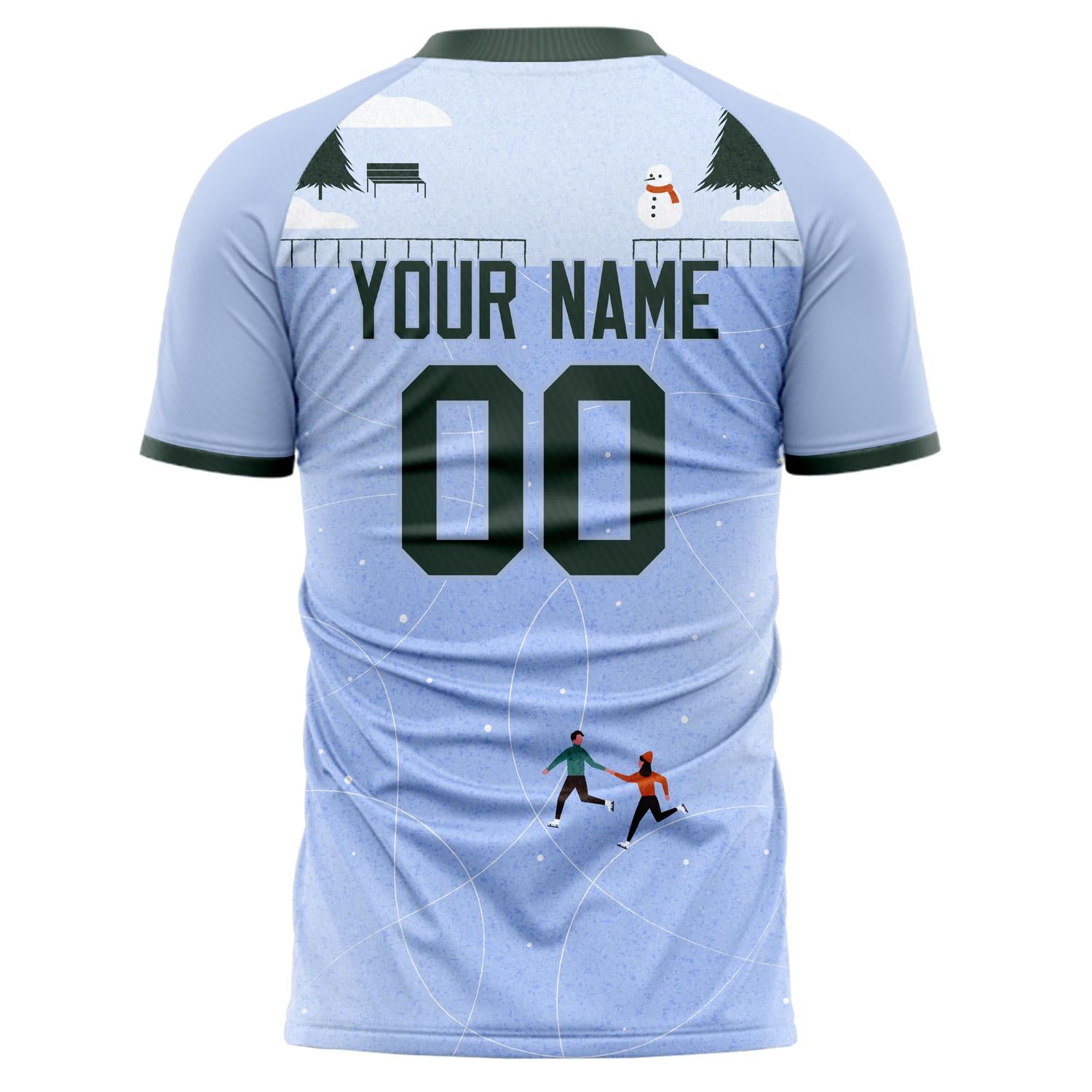 Custom Professional Blue Grey Winter Landscape Soccer Jersey