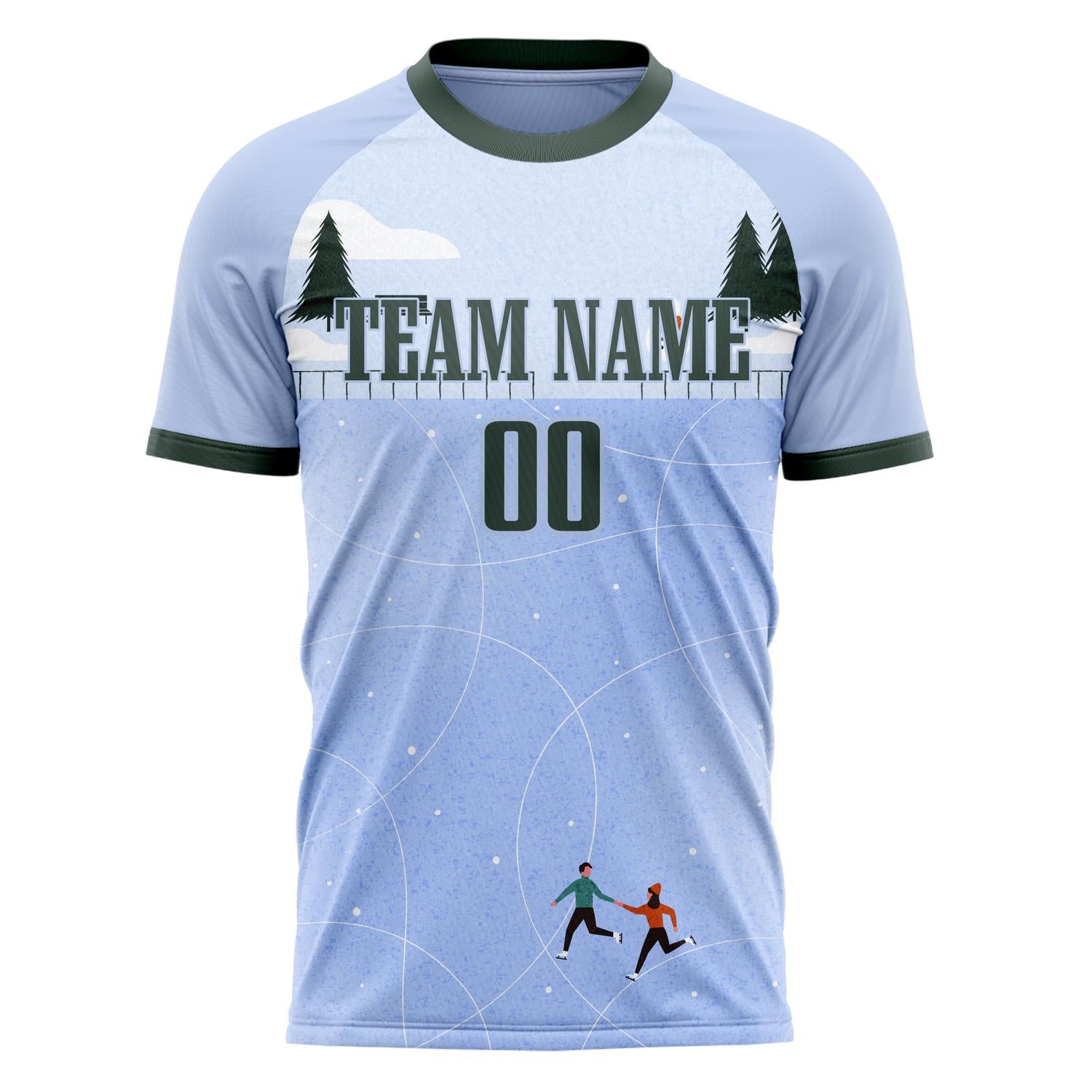 Custom Professional Blue Grey Winter Landscape Soccer Jersey