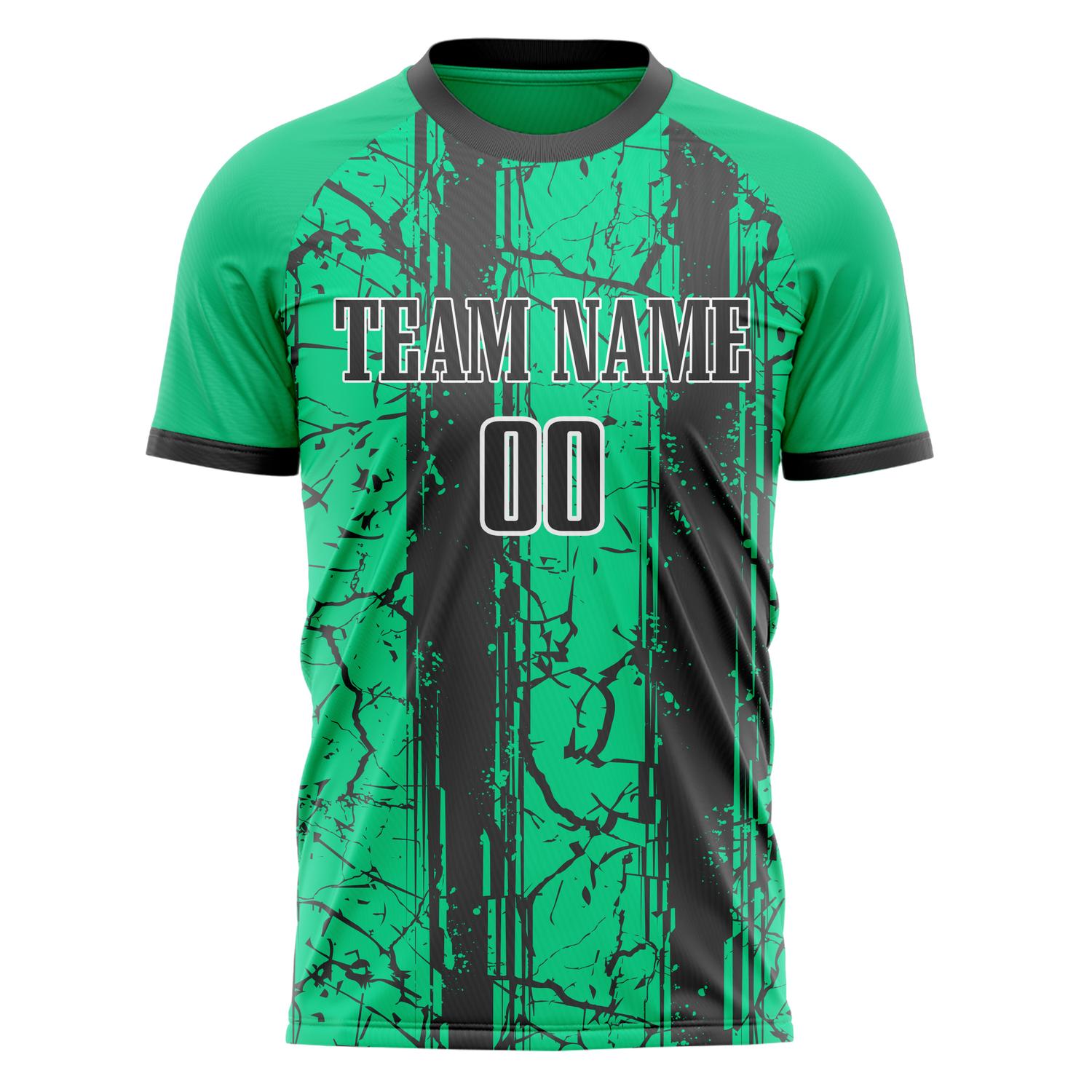 Custom Professional Green Black Marble Soccer Jersey